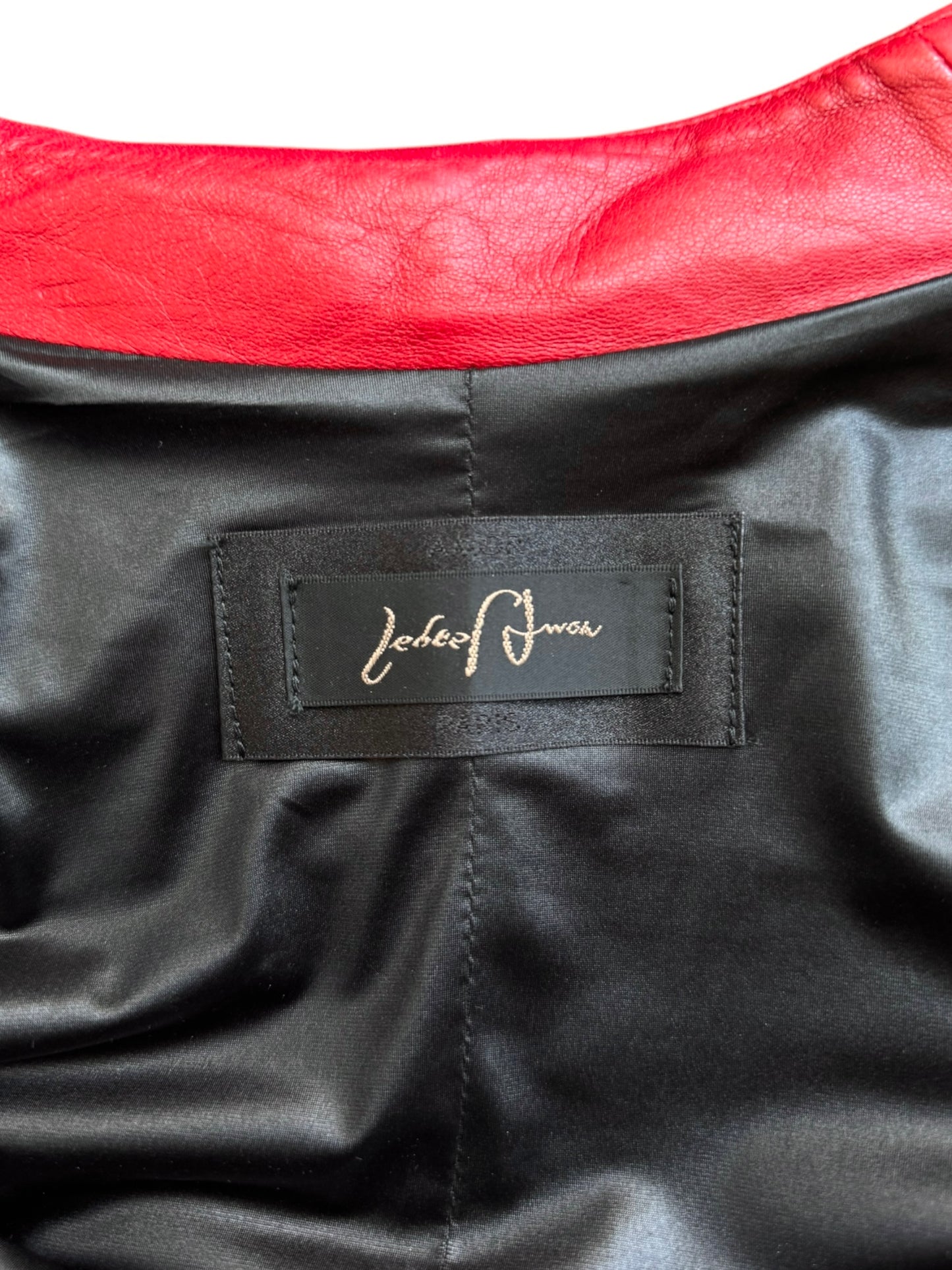 FAYÇAL AMOR SS2004 RED LAMB LEATHER DARTED JACKET