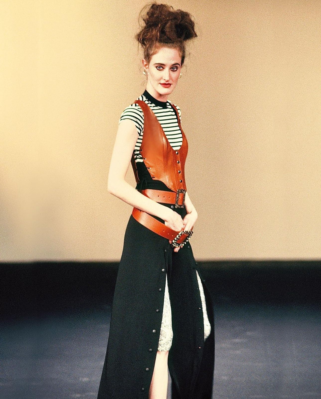 PLEIN SUD SS1990 BLACK HIGH WAISTED BUTTONS PANTS