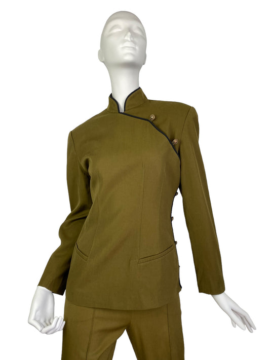 PLEIN SUD 1980s OLIVE GREEN BLAZER