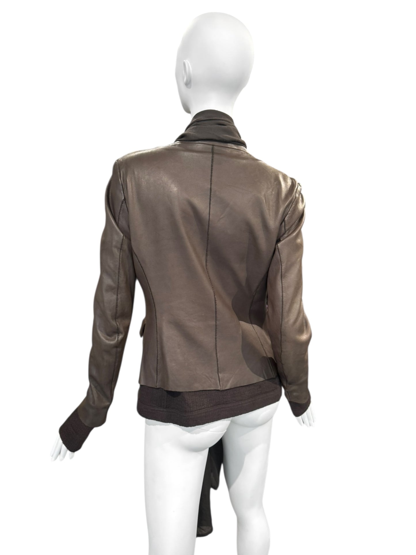 ISAAC SELLAM 2010s BROWN LEATHER SCARF JACKET