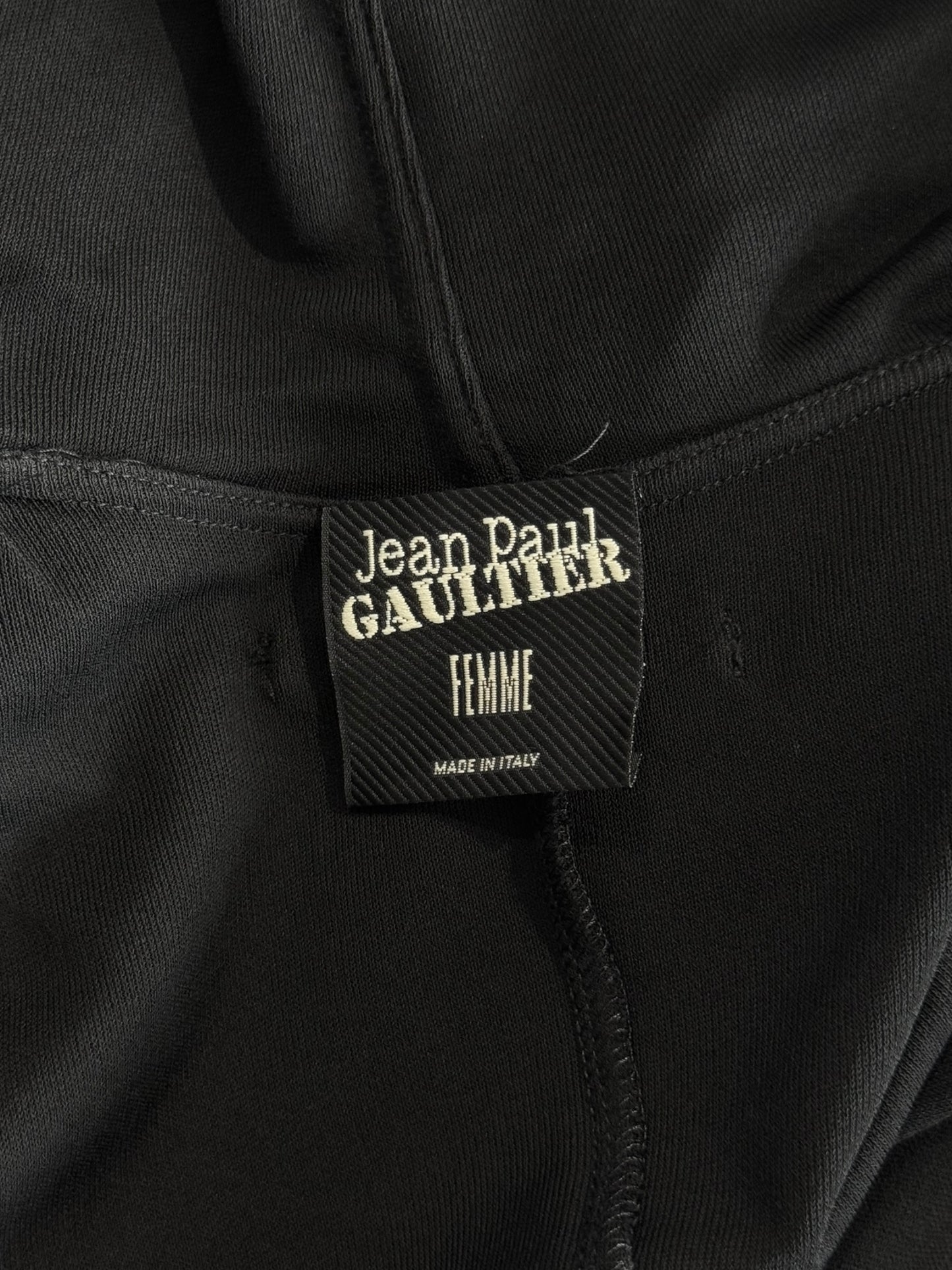JEAN PAUL GAULTIER 2000s BLACK FRINGES HOODED MIDI DRESS