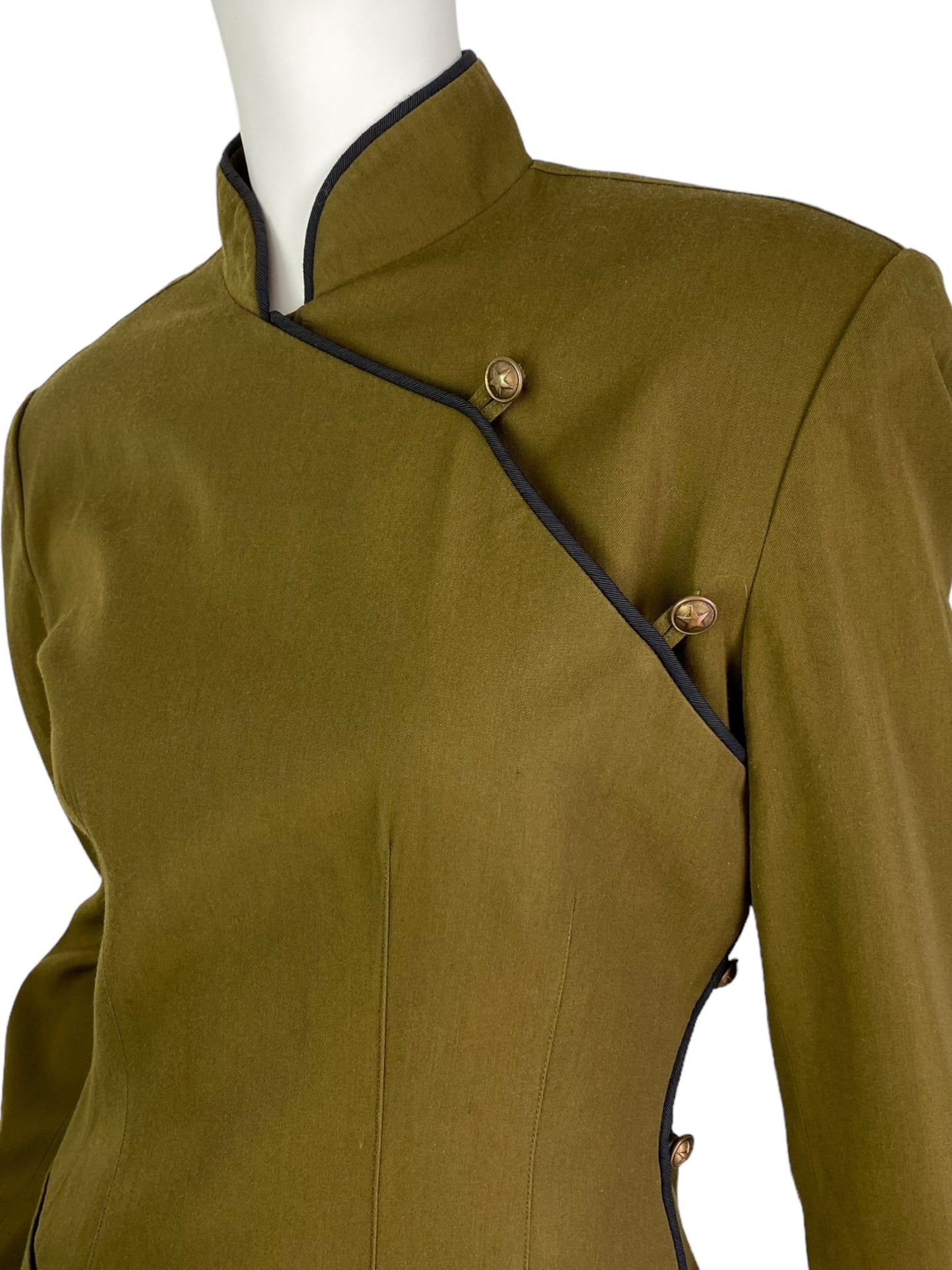 PLEIN SUD 1980s OLIVE GREEN BLAZER