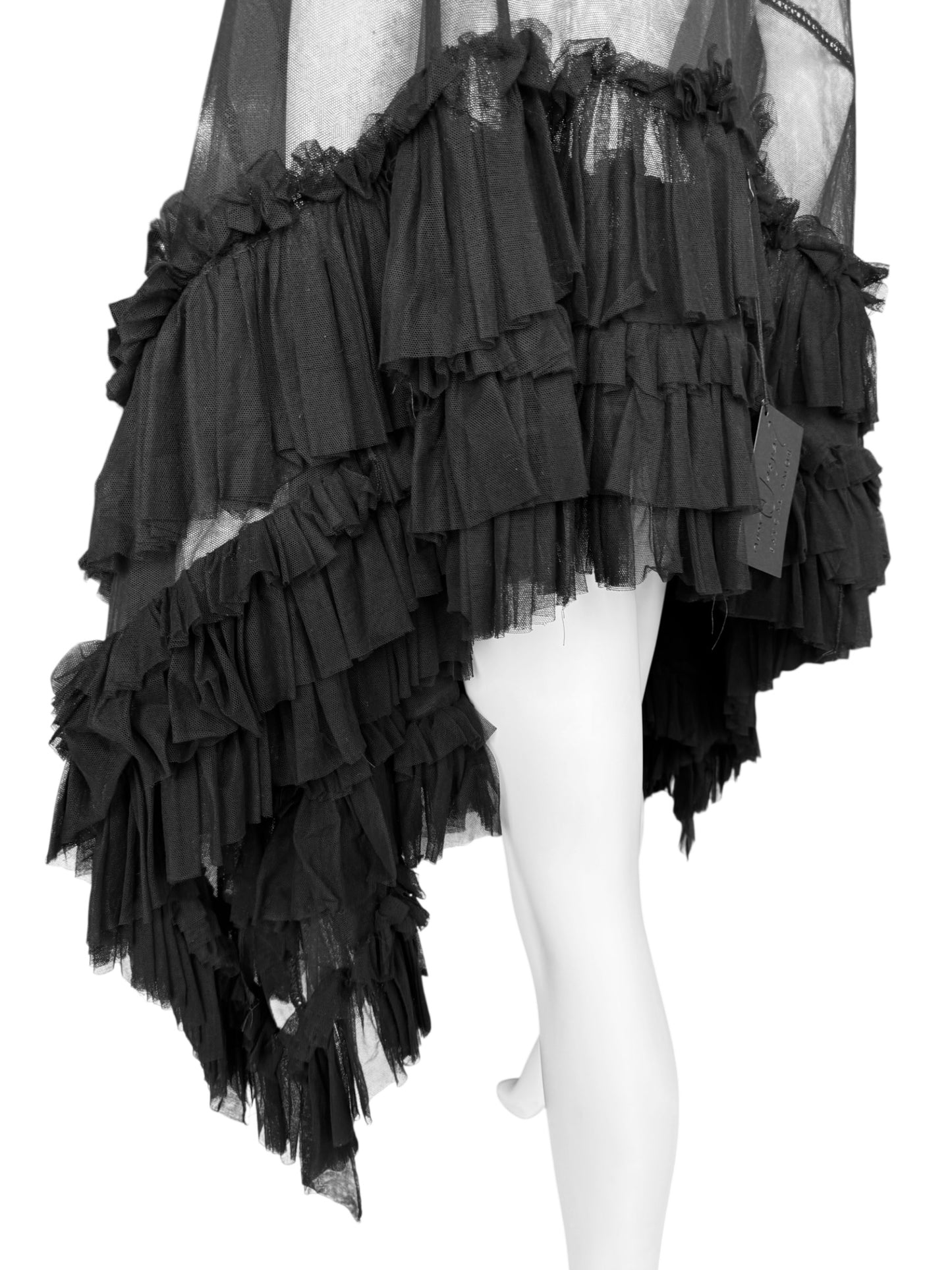 FAYÇAL AMOR FW1994 BLACK TULLE RUFFLES XXL SHAWL