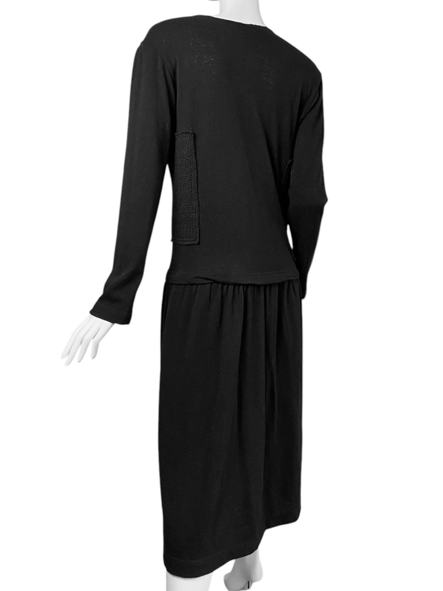 COMME DES GARÇONS FW2014 BLACK WOOL KNITTED TROMPE-L’ŒIL VEST MAXI DRESS