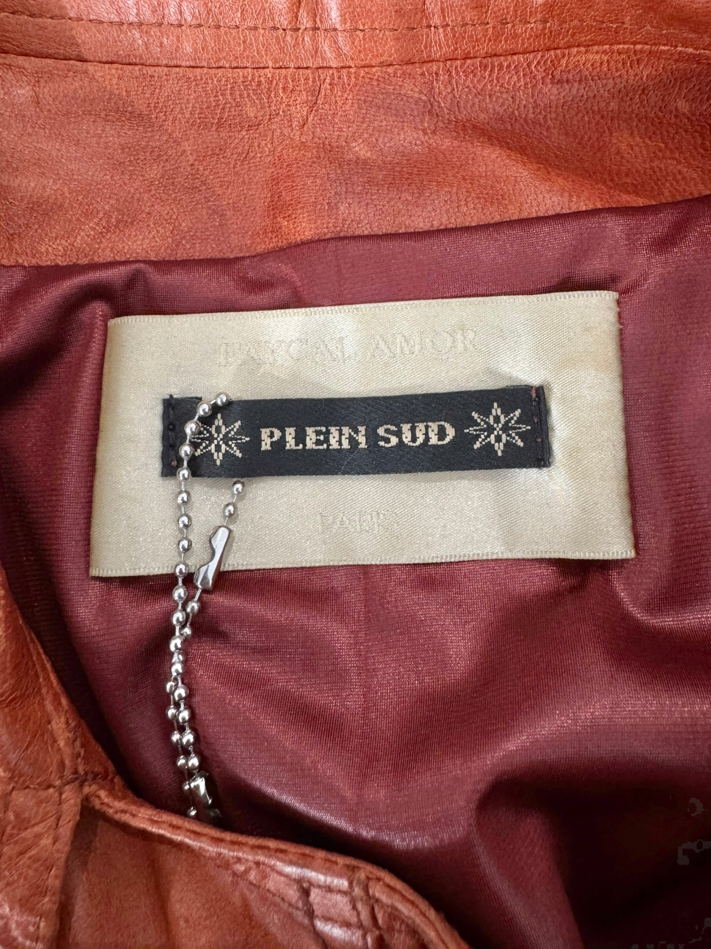 PLEIN SUD 2000s BURNT ORANGE STUDDED ASYMMETRICAL VEST