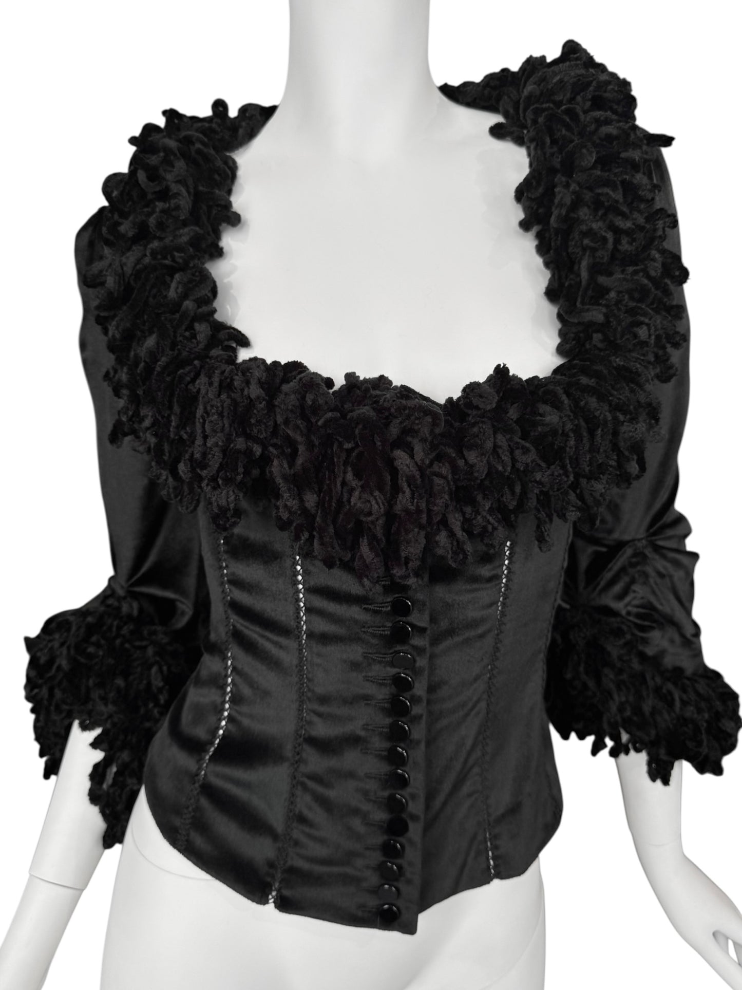 FAYÇAL AMOR FW1994 BLACK VELVET CORSET JACKET