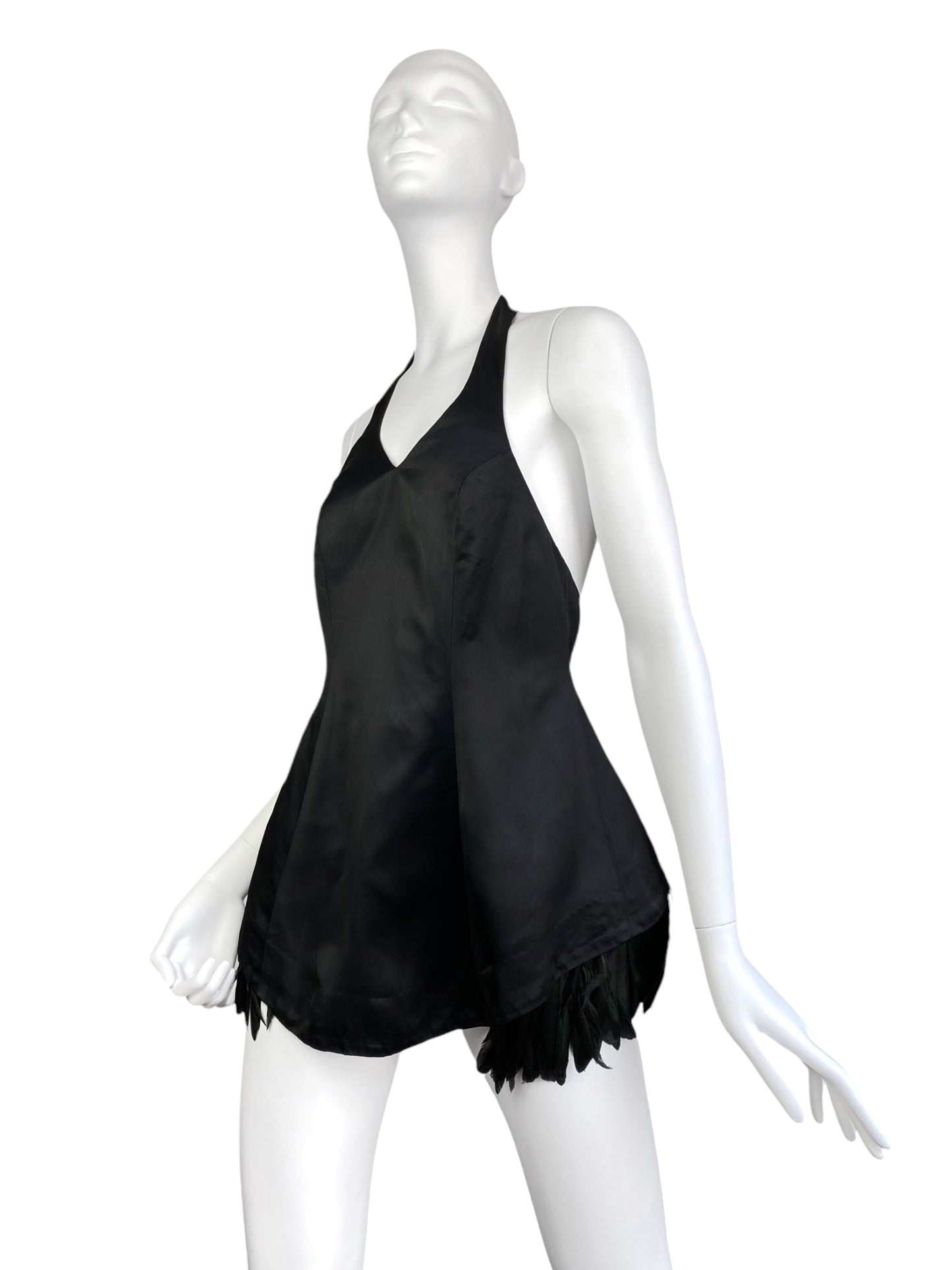 DICE KAYEK 2010s DARK GREEN ROOSTER FEATHERS BLACK HALTERNECK TOP