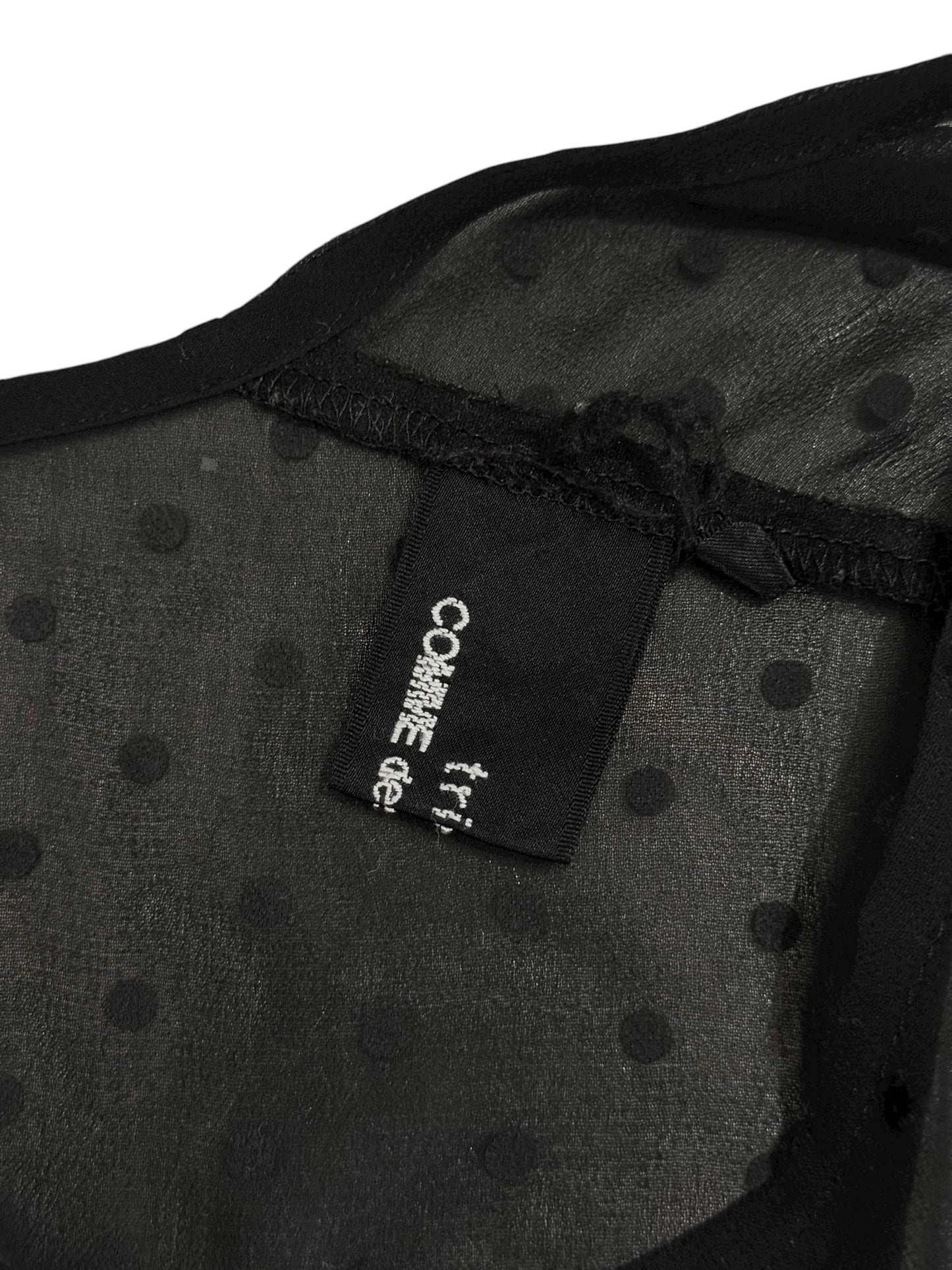 COMME DES GARÇONS TRICOT 2000s BLACK SHEER POLKA DOT RUFFLES HEM MIDI DRESS