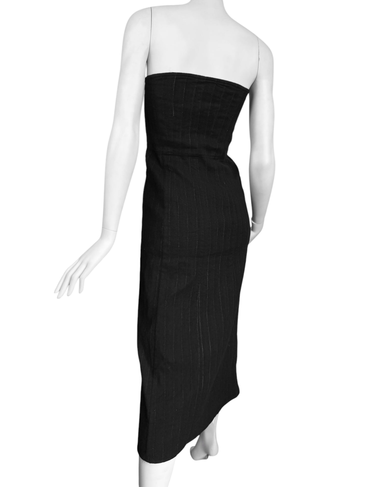 ANN DEMEULEMEESTER FW2018 BY SÉBASTIEN MEUNIER PINSTRIPED DOUBLE BREASTED BUSTIER DRESS
