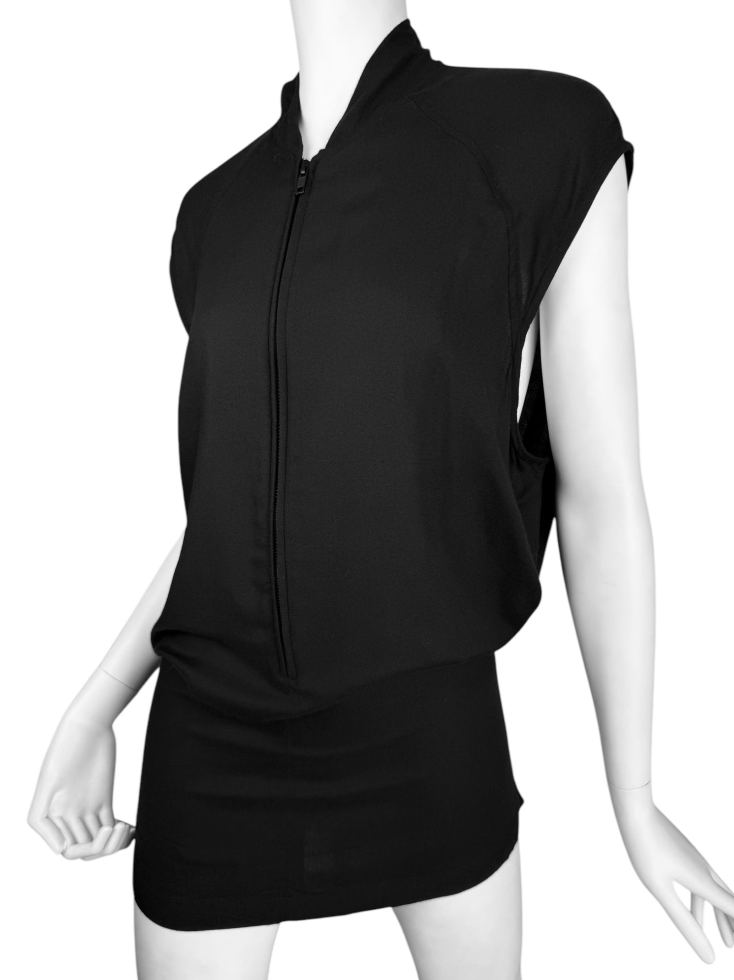 ANN DEMEULEMEESTER 2018 BY SÉBASTIEN MEUNIER BLACK HALF-ZIP TANK TOP