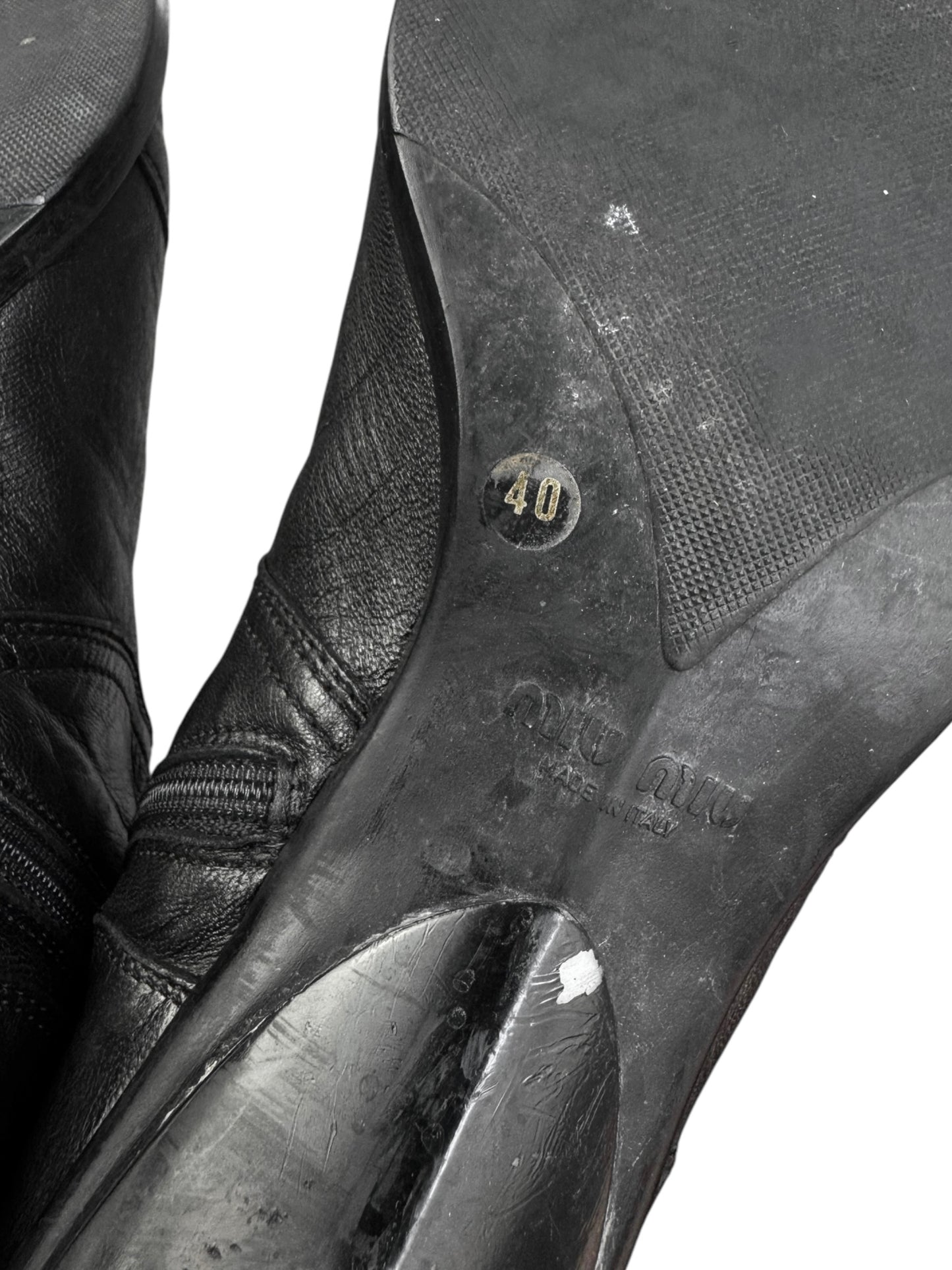 MIU MIU FW1999 BLACK LEATHER BIKER BOOTS