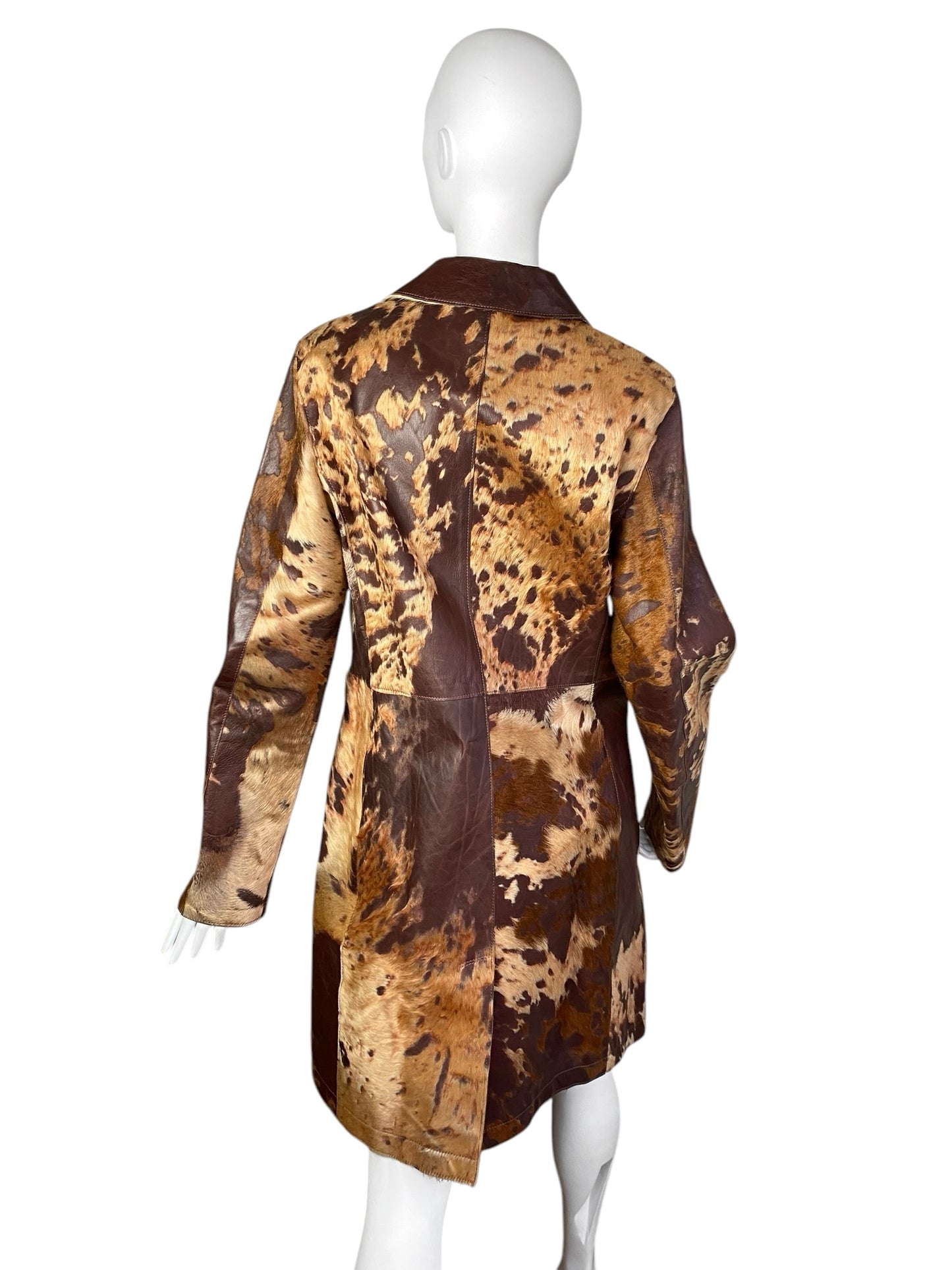 JUST CAVALLI FW2004 BROWN COWHIDE LEATHER COAT