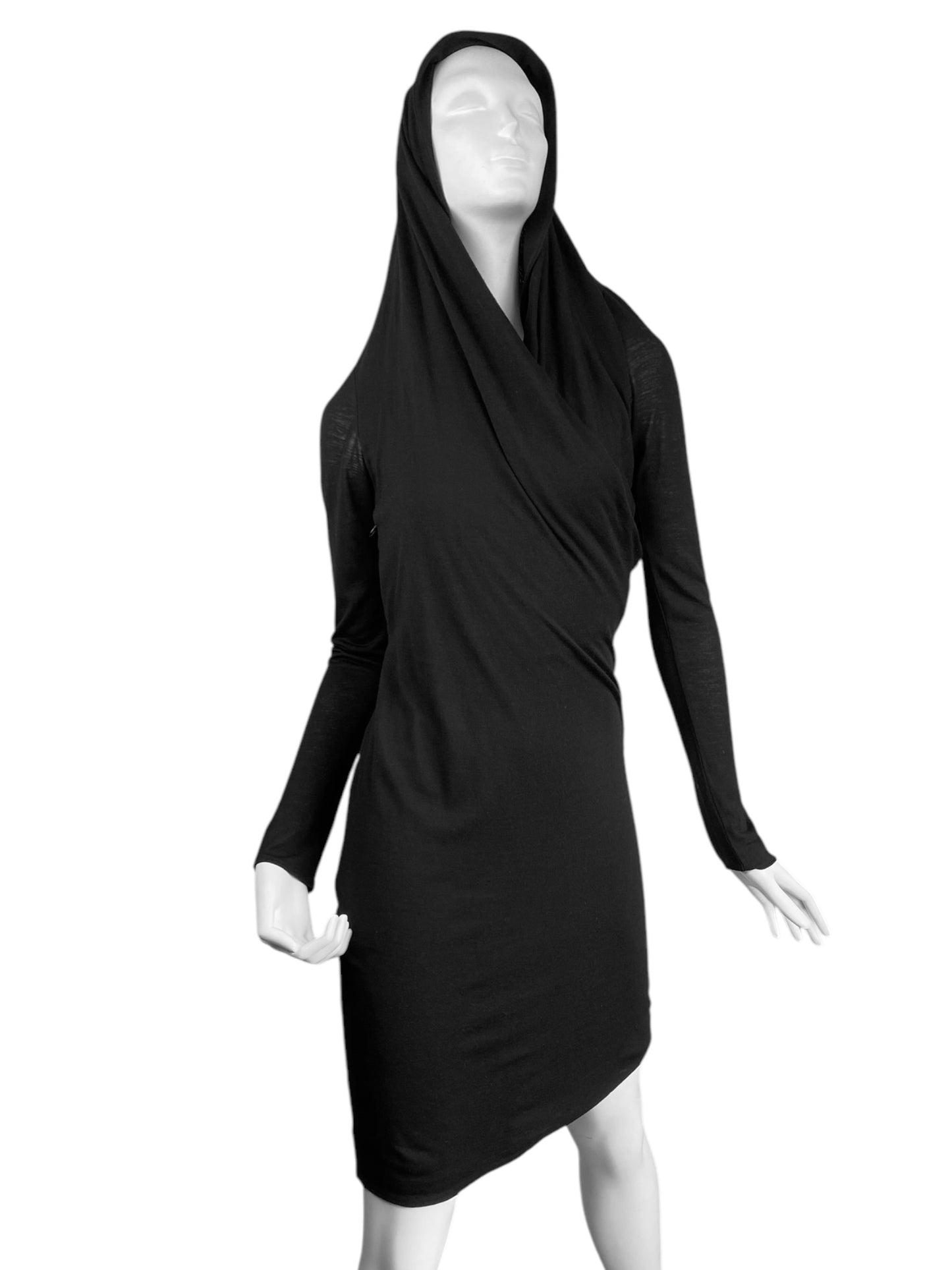 ALEXANDER MCQUEEN FW2008 «THE GIRL WHO LIVED IN A TREE» BLACK HOODED DRESS