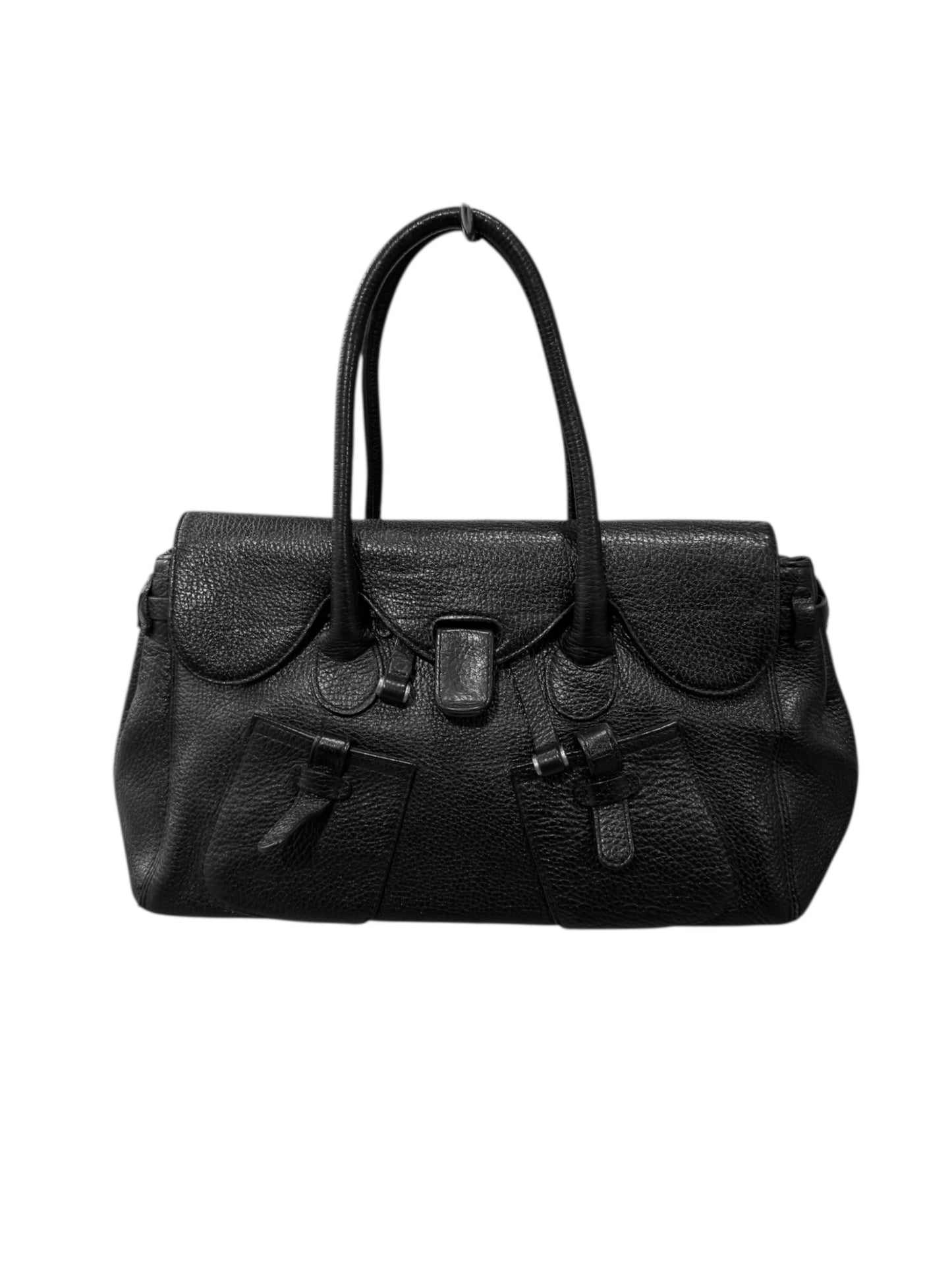 GIANFRANCO FERRE 2000s BLACK LEATHER BAG