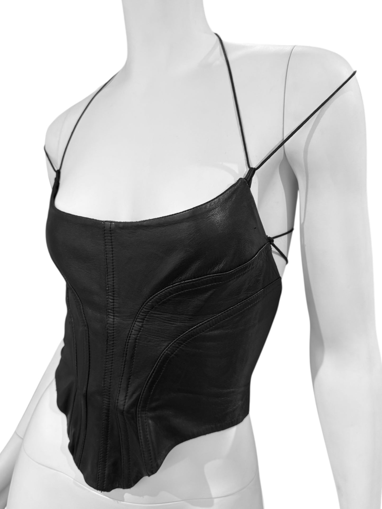 PLEIN SUD SS1994 BLACK LEATHER LACE-UP CORSET