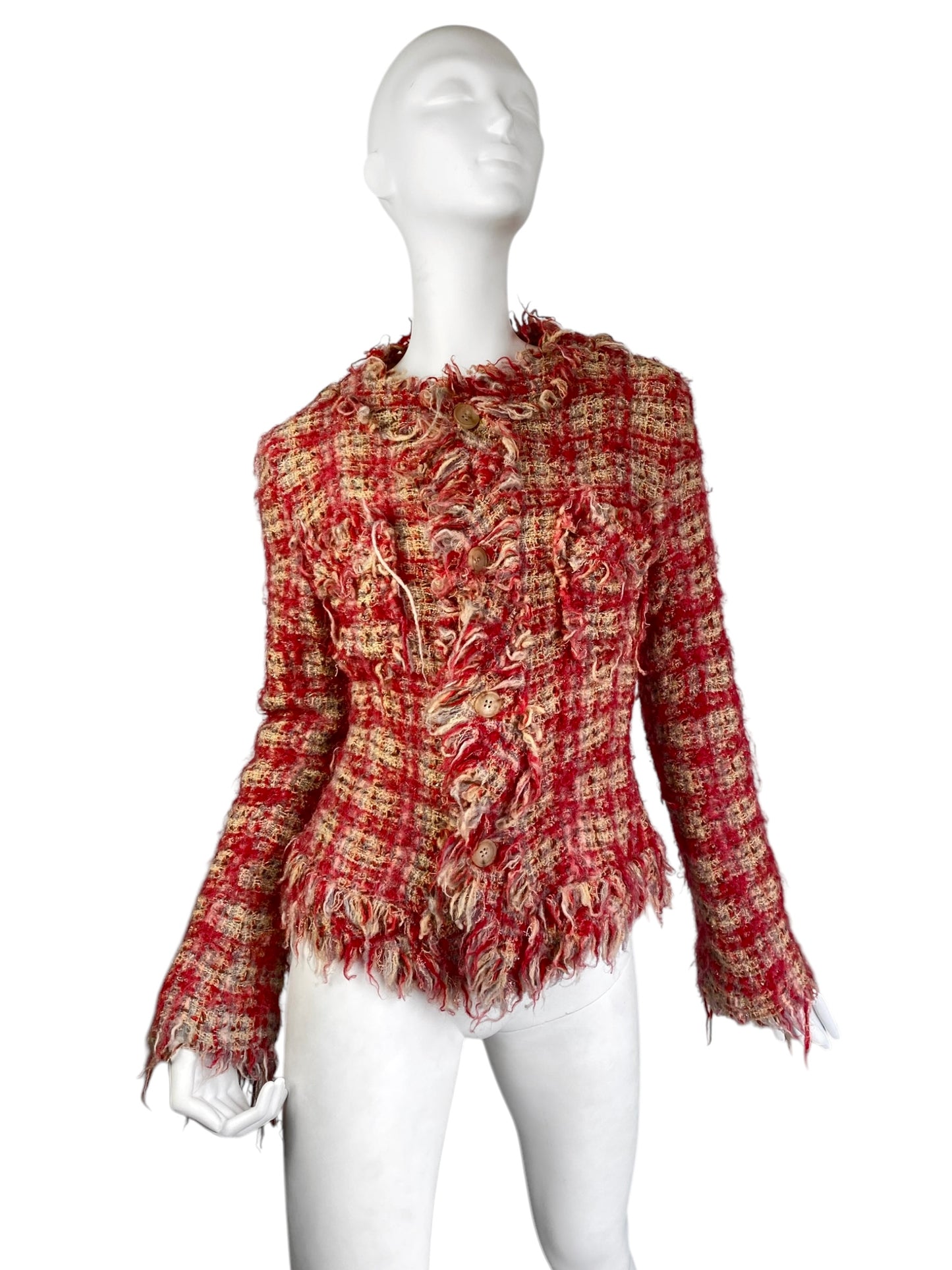 JUNYA WATANABE FW2003 RED DISTRESS TWEED JACKET