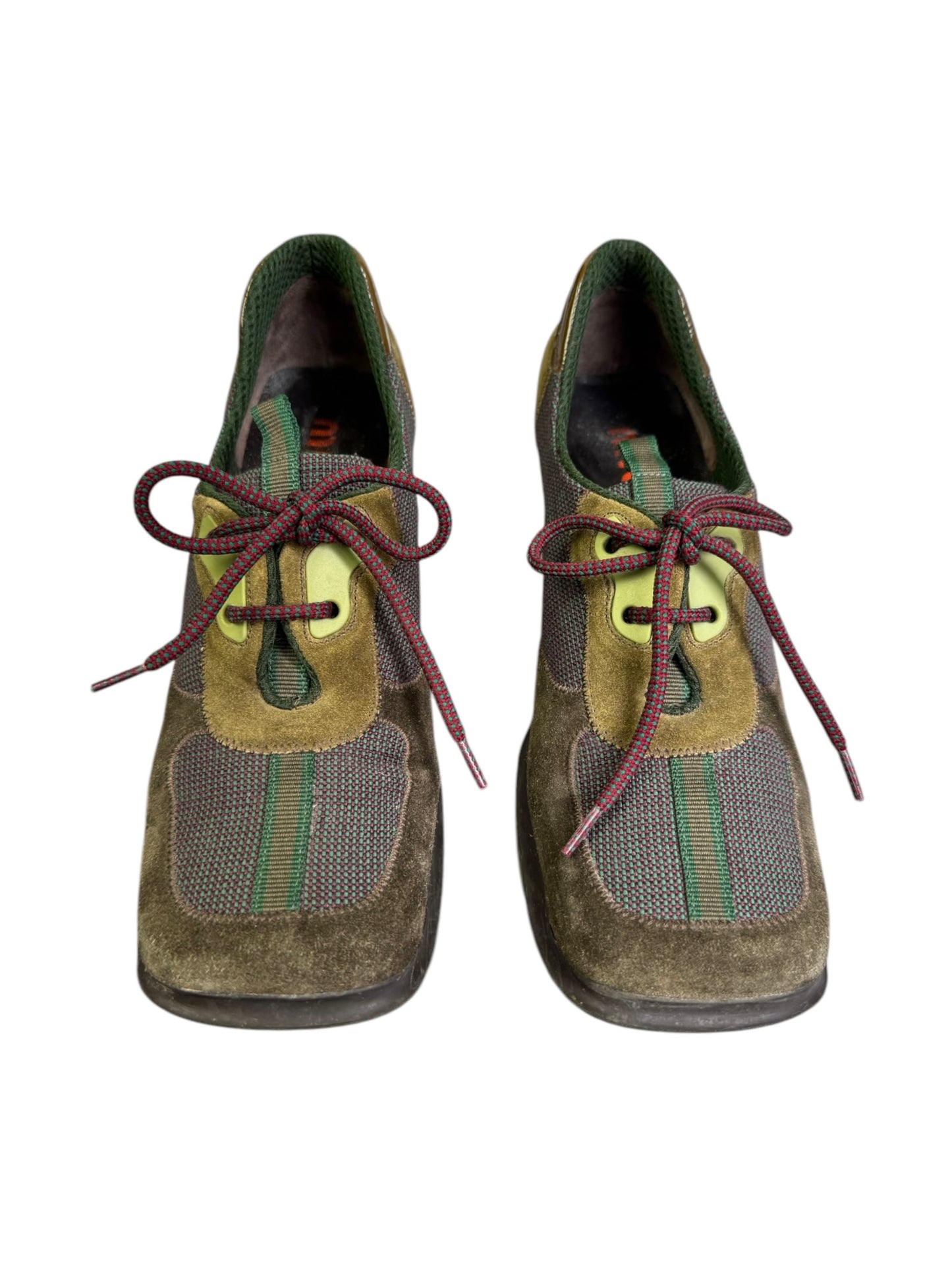 MIU MIU FW1999 KHAKI LEATHER BUBBLE SOLE HEELS