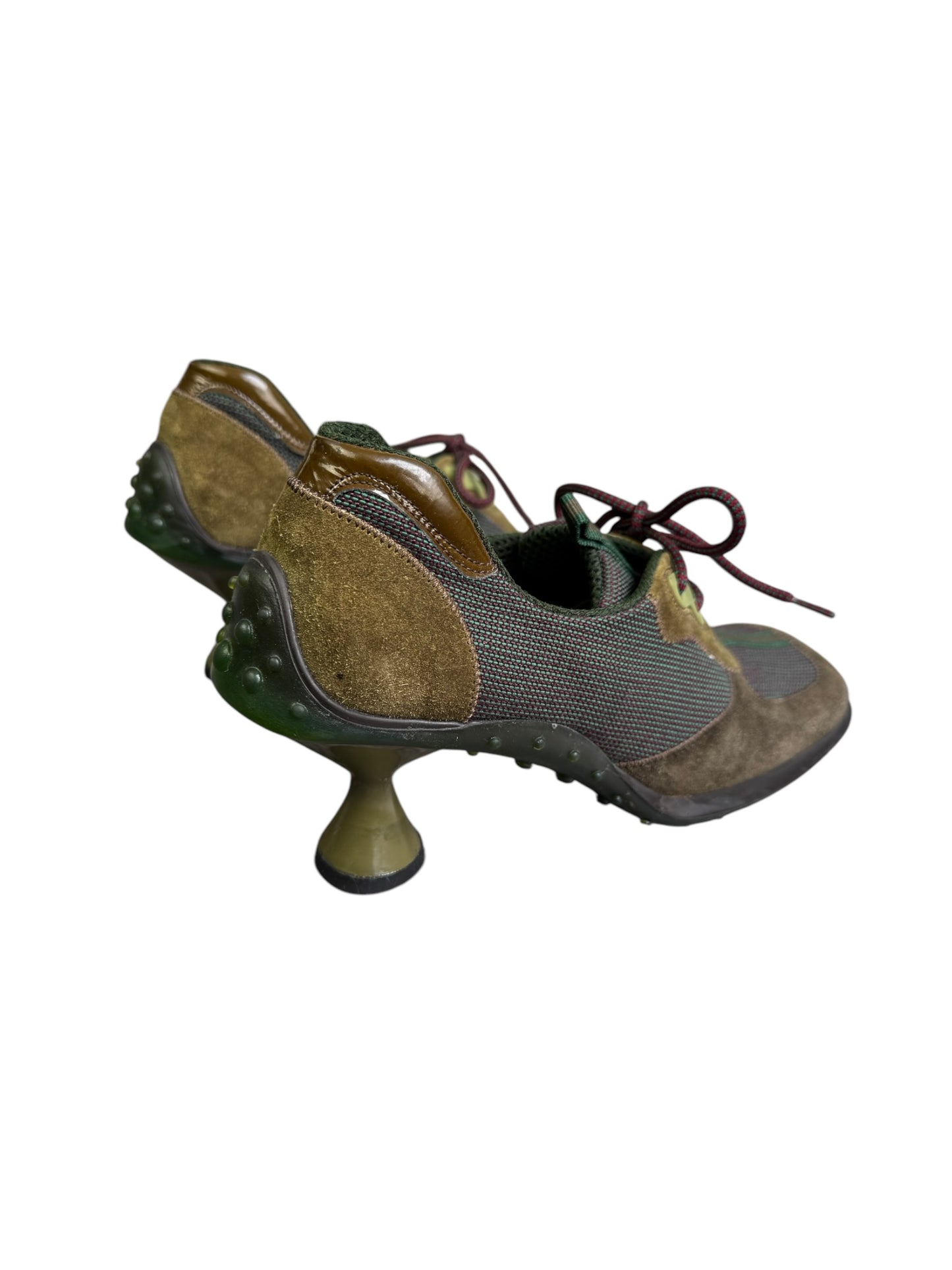 MIU MIU FW1999 KHAKI LEATHER BUBBLE SOLE HEELS