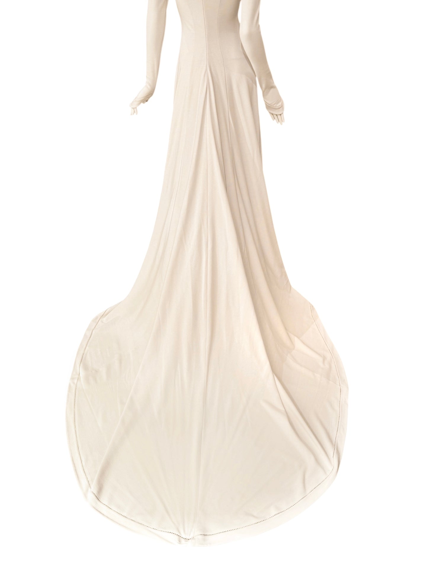FAYÇAL AMOR SS1993 CREAM PICOT STITCHING BRIDAL GOWN