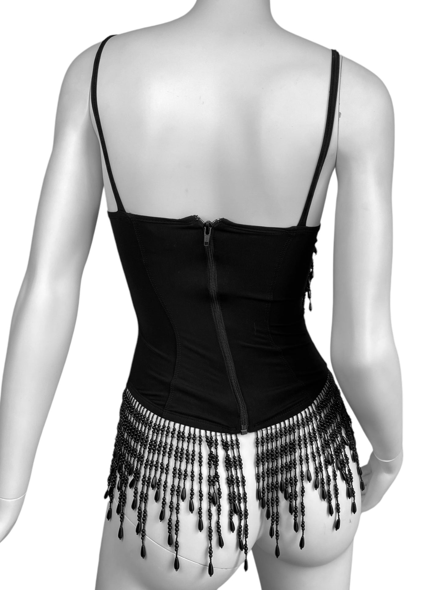 AQUAGIRL SS1991 (PLEIN SUD) BLACK BEADED FRINGES TOP