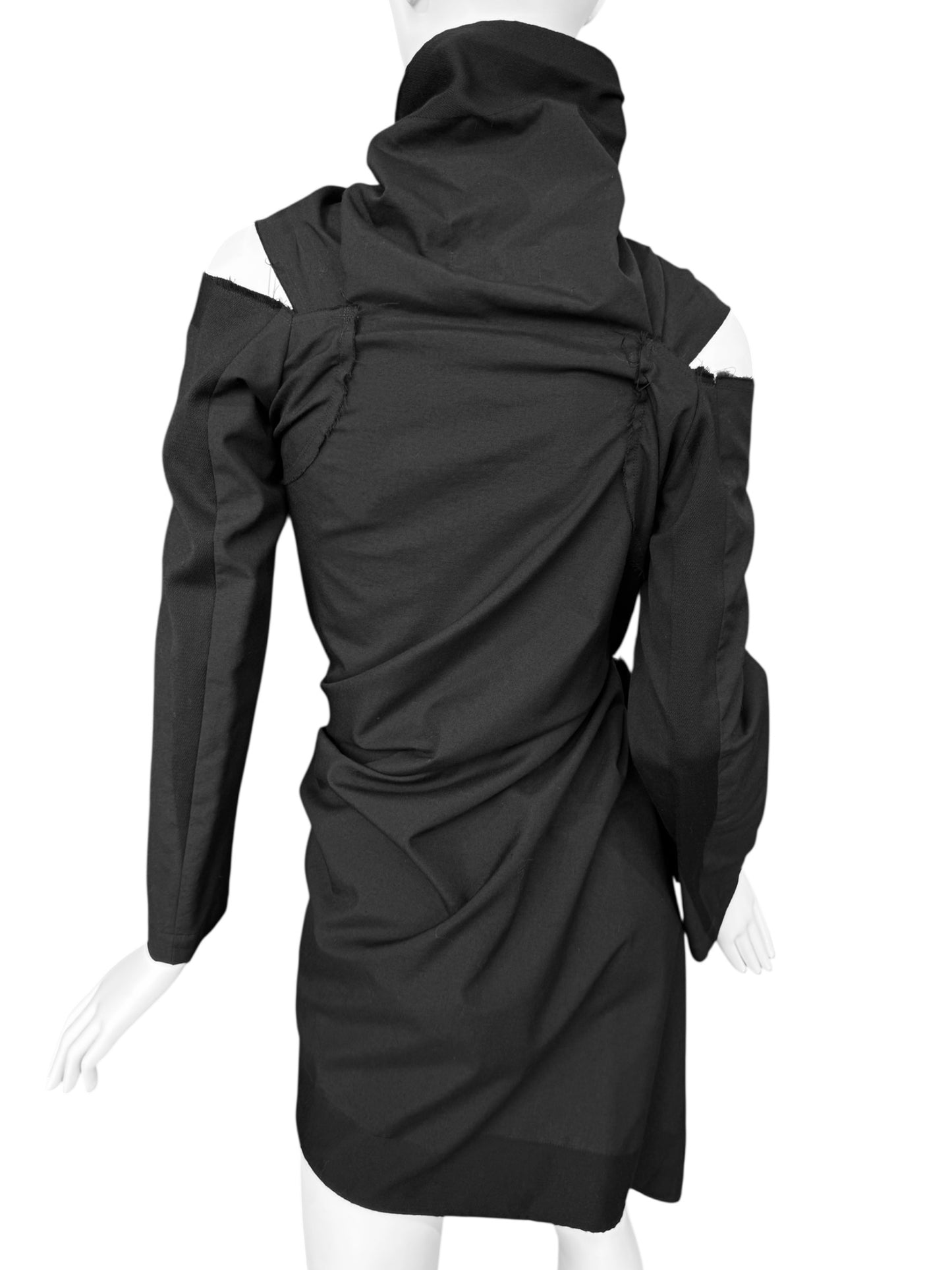 COMME DES GARÇONS FW2003 BLACK WOOL ASYMMETRICAL ZIP JACKET