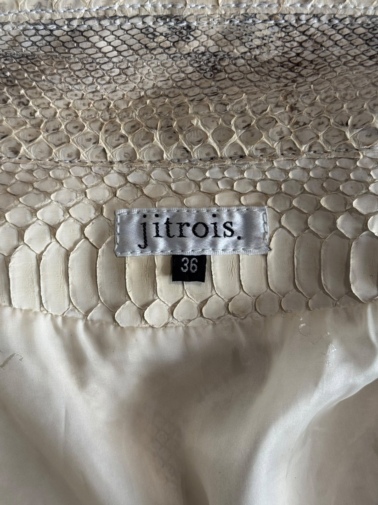 JITROIS 2000s CREAM PYTHON LEATHER JACKET