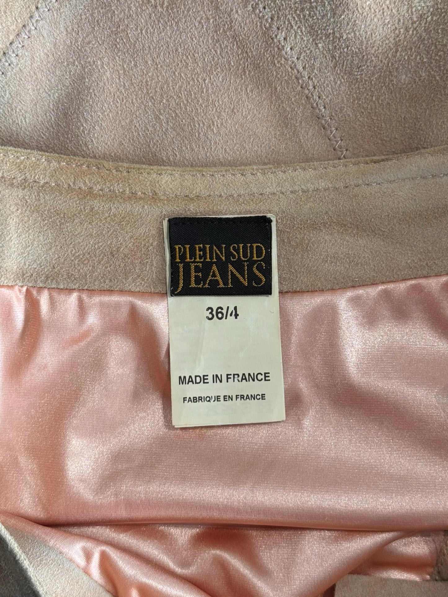 PLEIN SUD JEANS SS2003 BEIGE SUEDE LEATHER LACE-UP MINI SKIRT