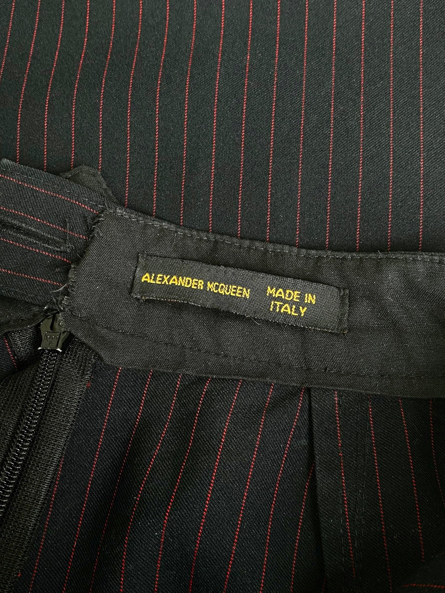 ALEXANDER MCQUEEN FW1998 «JOAN» BLACK & RED STRIPED PANTS