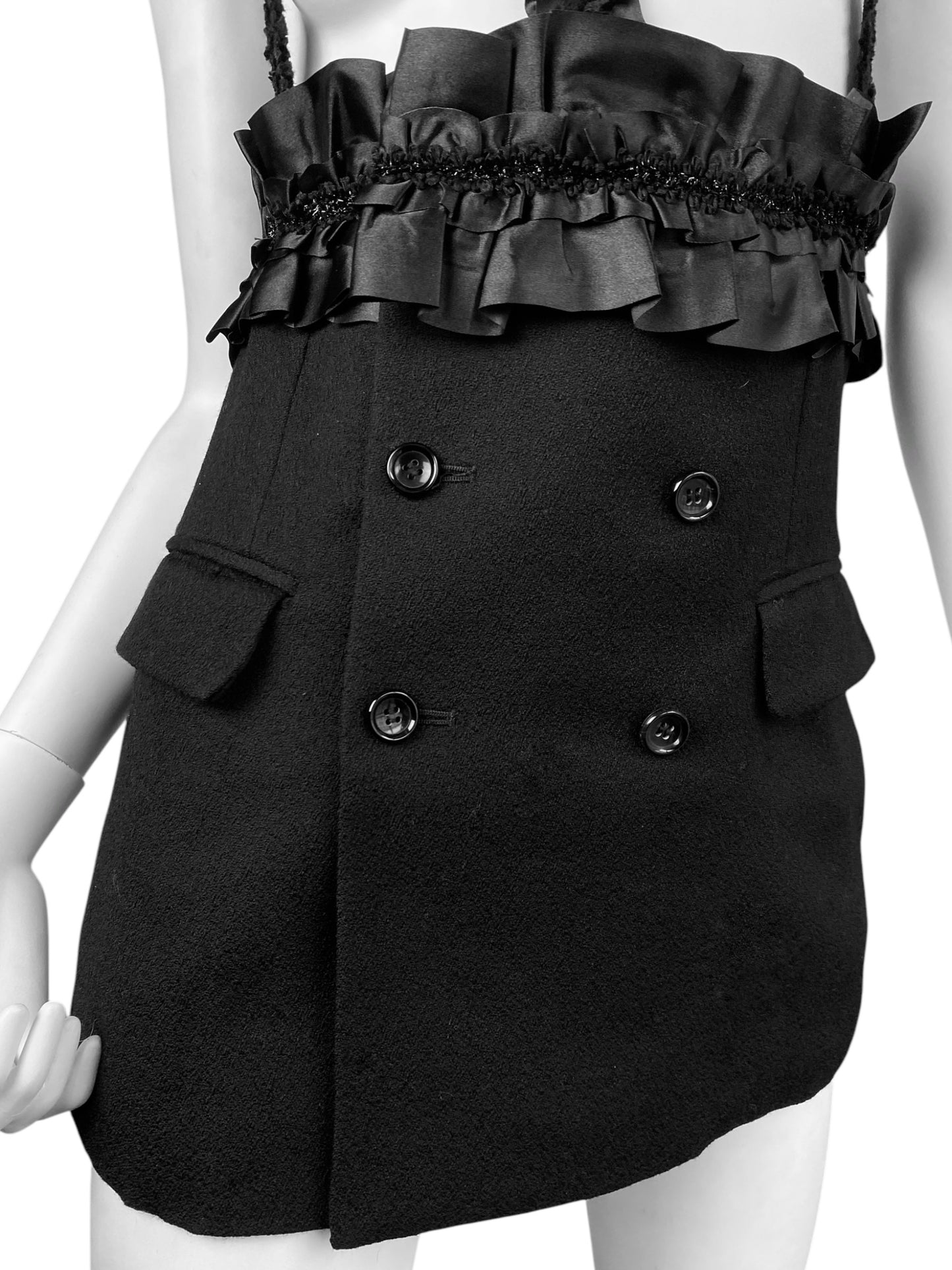 COMME DES GARÇONS FW2008 BLACK RUFFLES HARNESS MINI DRESS