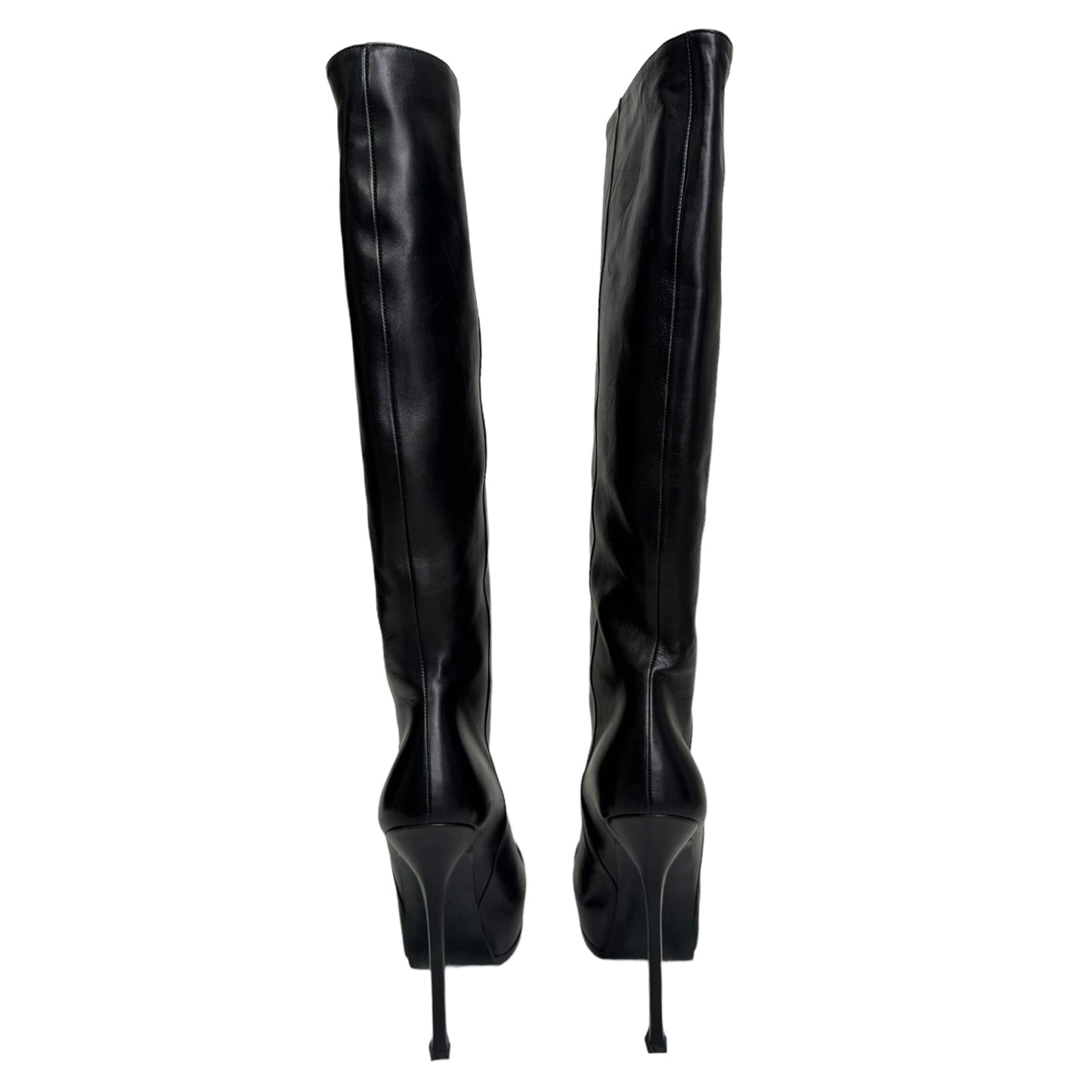 YVES SAINT LAURENT FW2008 BY STEFANO PILATI BLACK LEATHER TRIBTOO TOE-CAP BOOTS