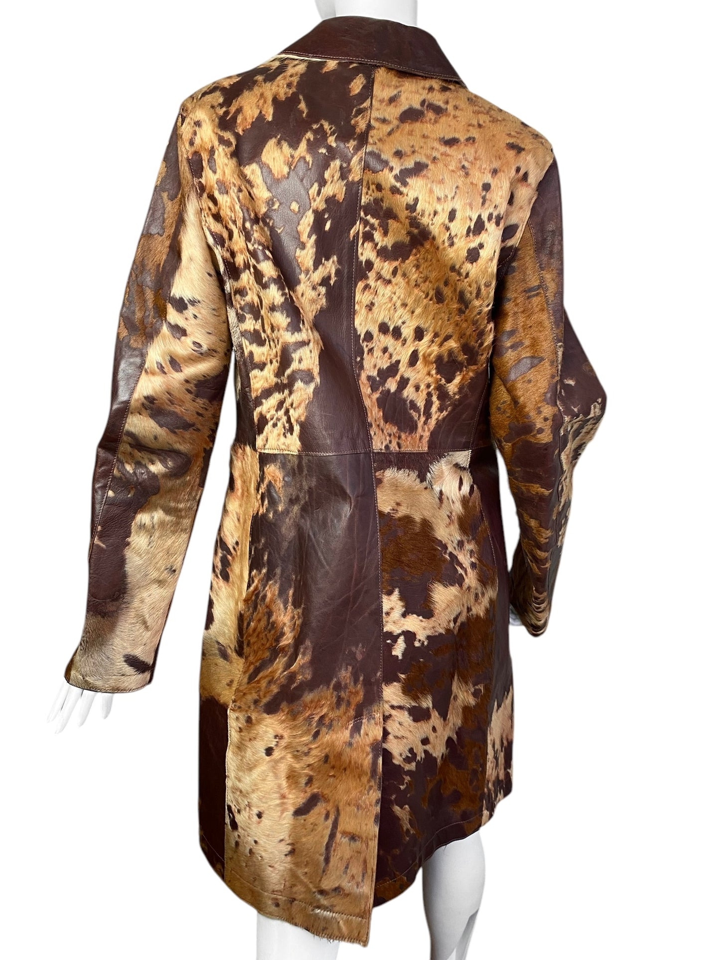 JUST CAVALLI FW2004 BROWN COWHIDE LEATHER COAT