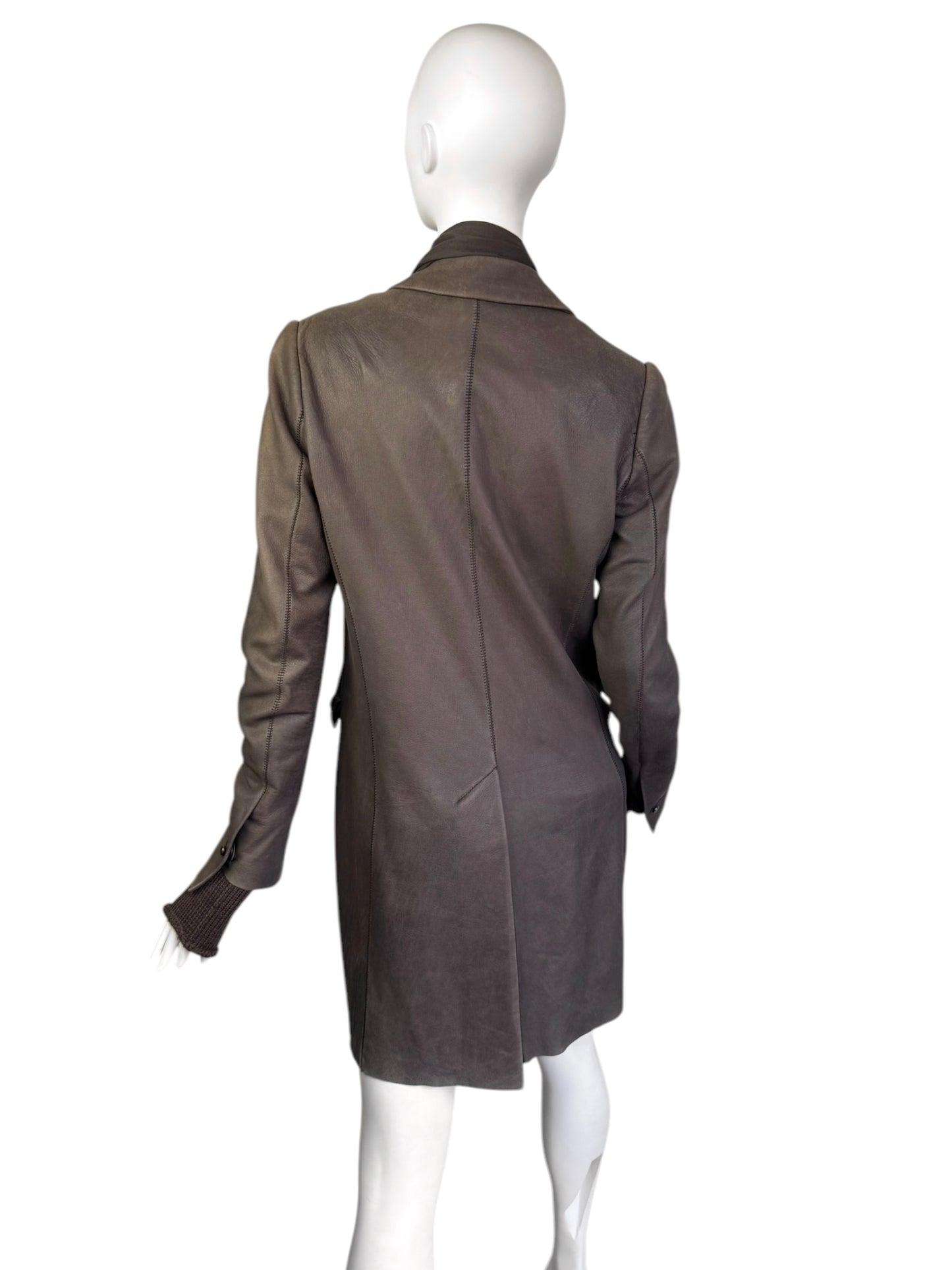 ISAAC SELLAM 2010s BROWN LEATHER SCARF COAT