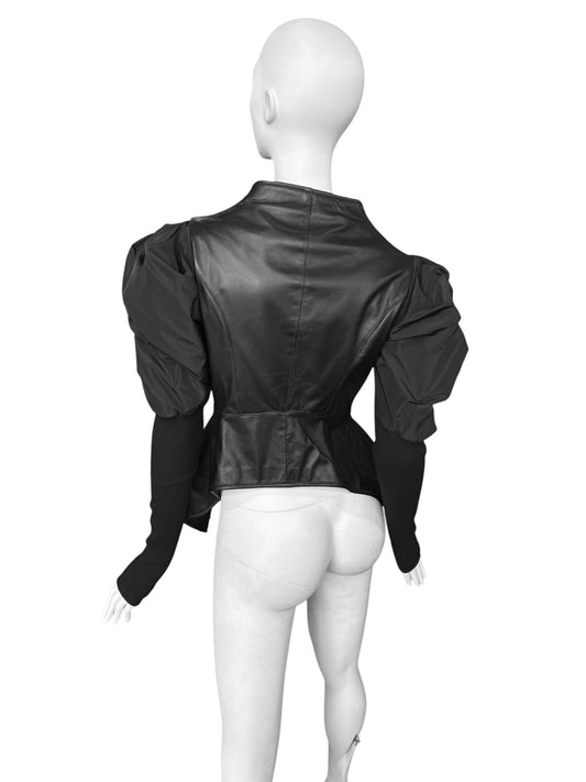 LA HAINE INSIDE US 2020s BLACK LEATHER PUFFY SLEEVES JACKET