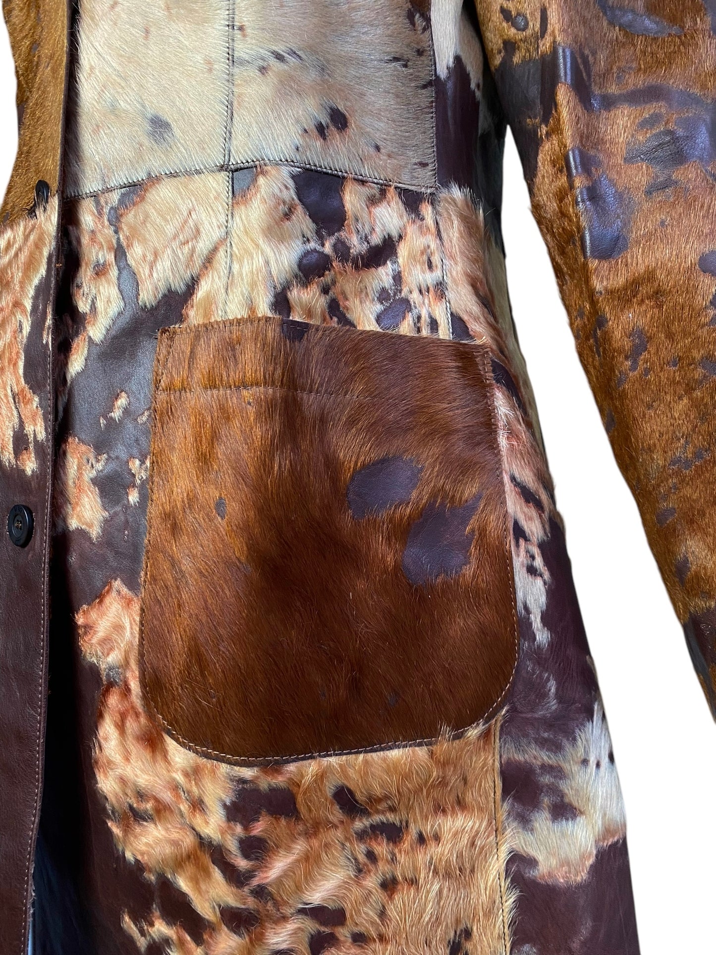 JUST CAVALLI FW2004 BROWN COWHIDE LEATHER COAT