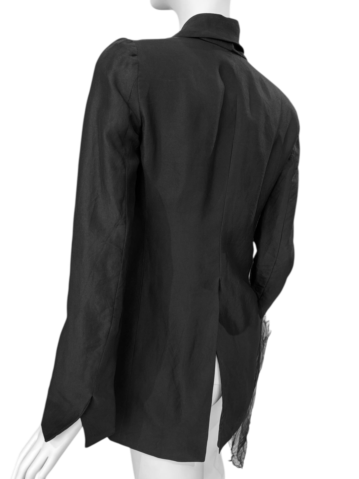MARC LE BIHAN 1994 BLACK ASYMMETRICAL EMBELLISHED BLAZER