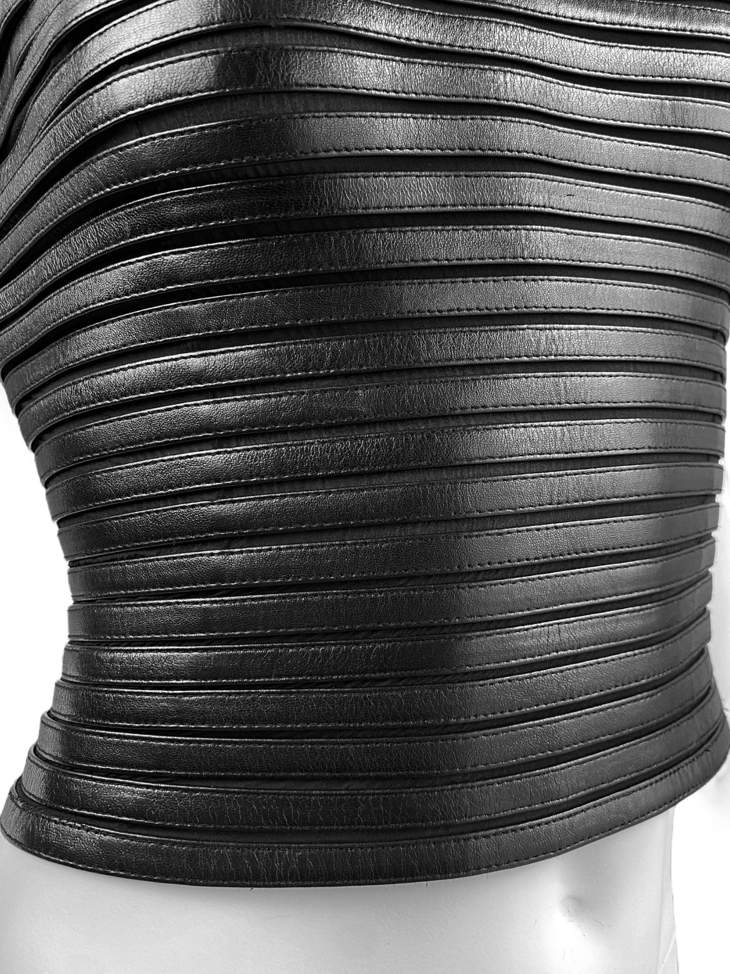 JITROIS 1999 BLACK LEATHER HORIZONTAL STRAPS TOP