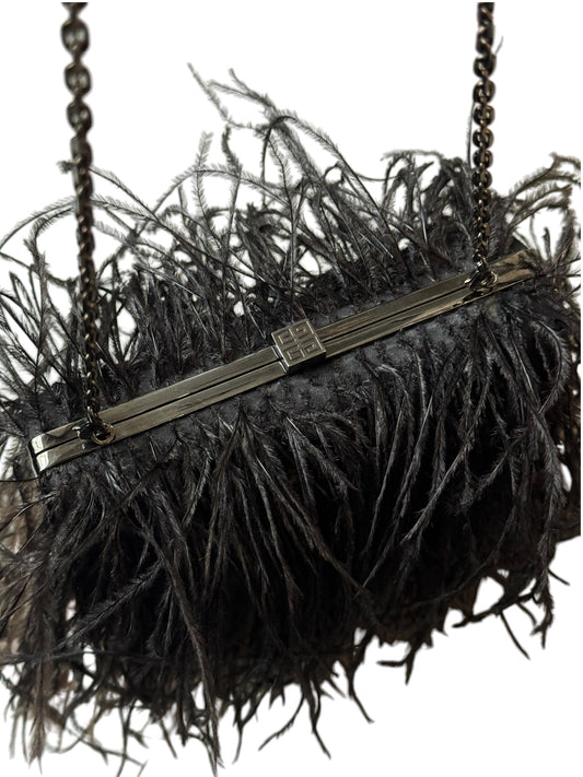 GIVENCHY PRE-FALL 2011 BY RICARDO TISCI BLACK & BROWN OSTRICH FEATHER BAG