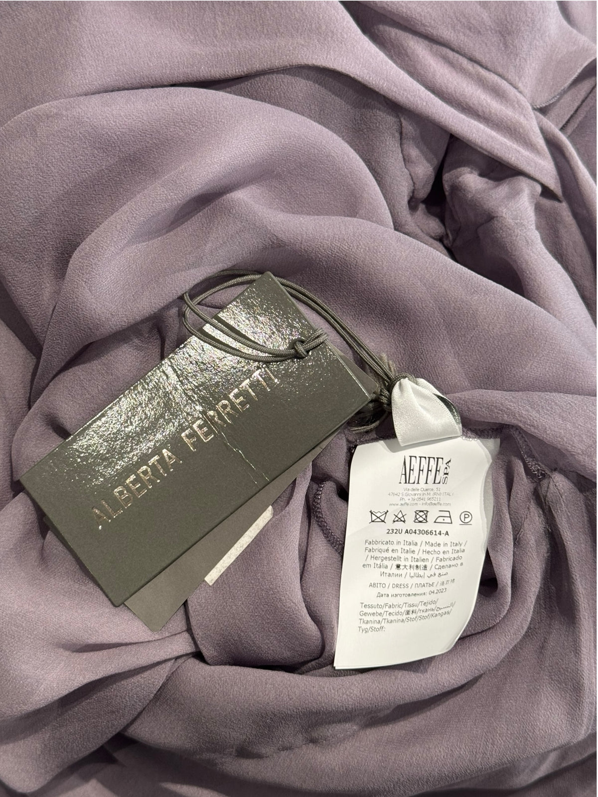 ALBERTA FERRETTI PRE-FALL 2023 LAVENDER SILK HOODED MAXI DRESS