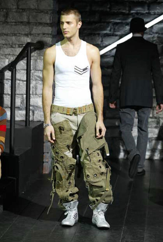 DOLCE & GABBANA FW2003 KHAKI MILITARY RECONSTRUCTED PANTS