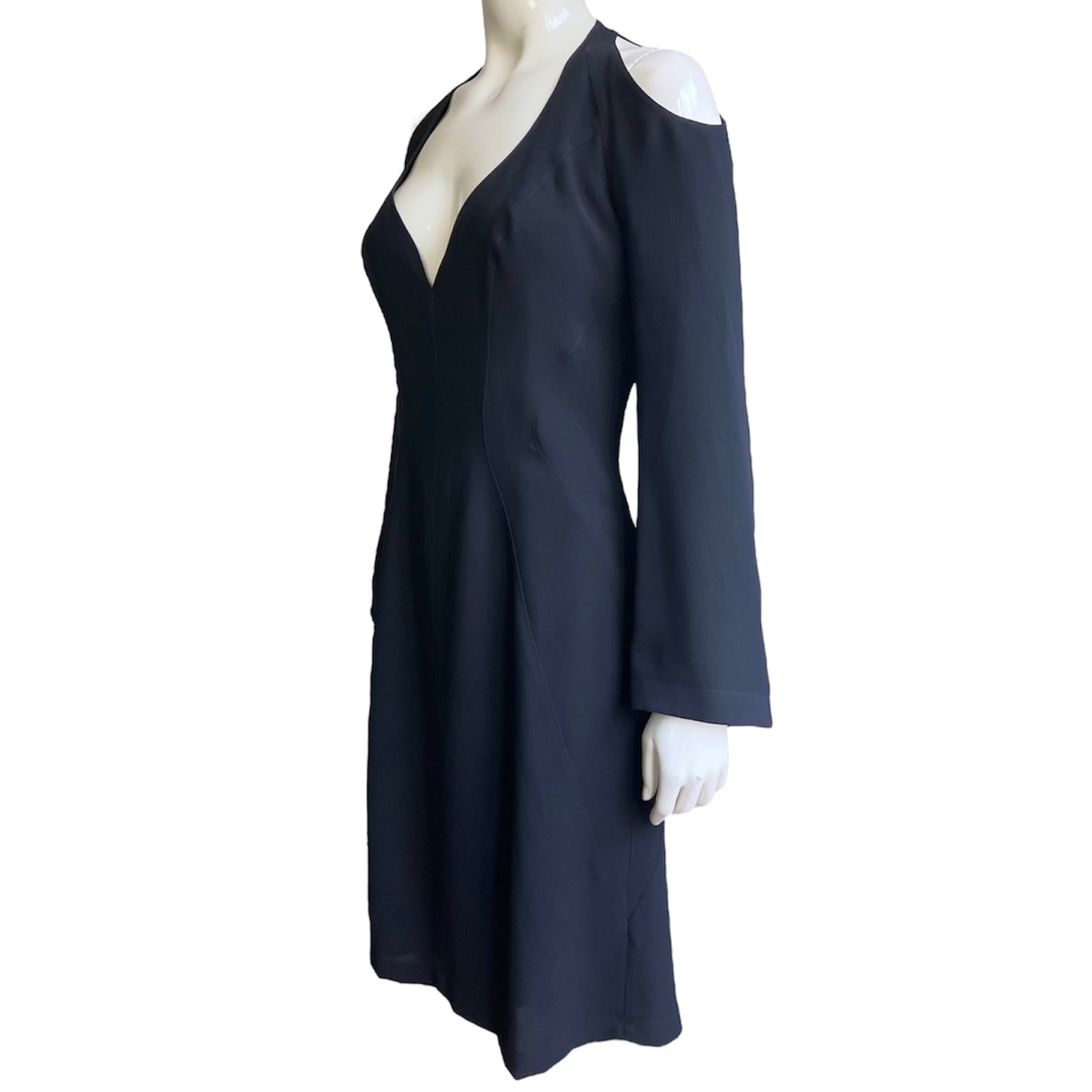 THIERRY MUGLER COUTURE 2000 BLACK COLD SHOULDER DRESS