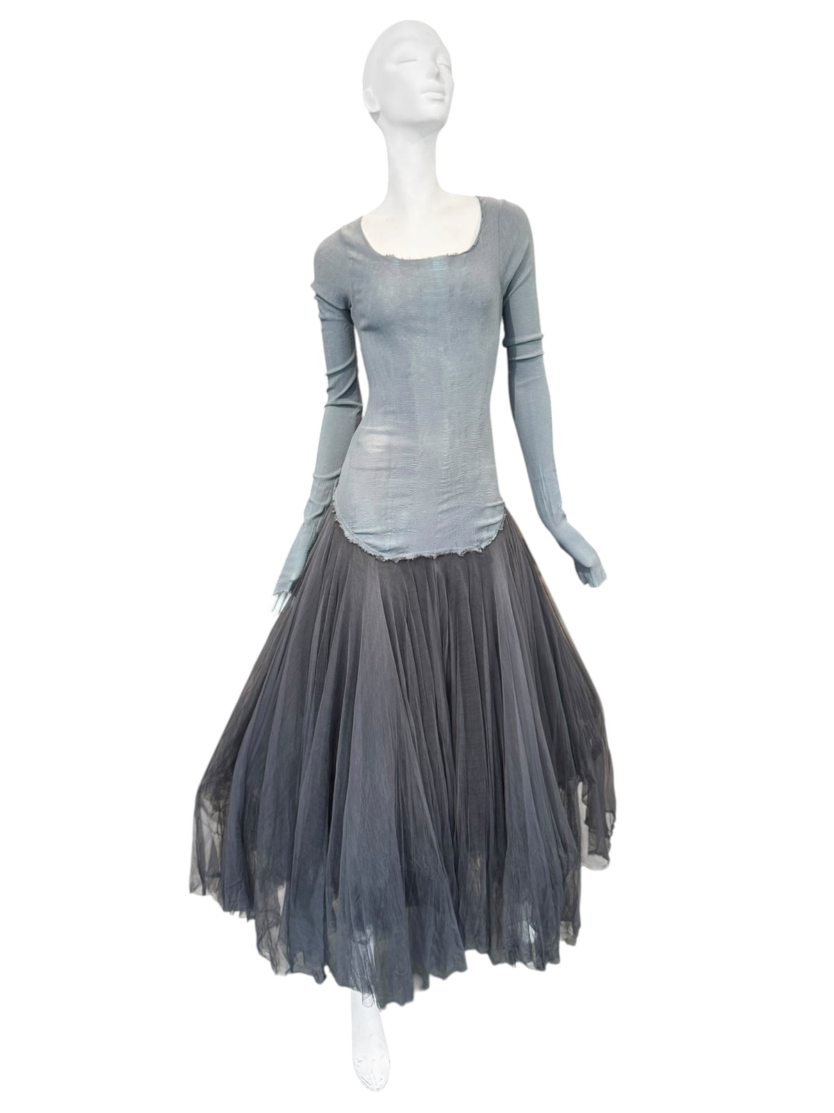 MARC LE BIHAN 2020s GREY SILK BALLERINA MAXI DRESS