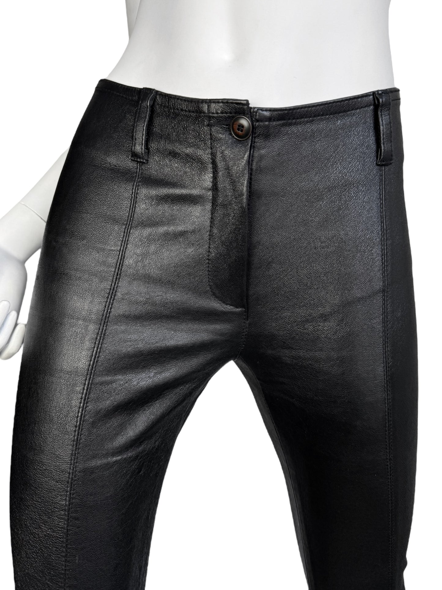 PLEIN SUD 2018 BLACK LEATHER & KNITTED SKINNY PANTS