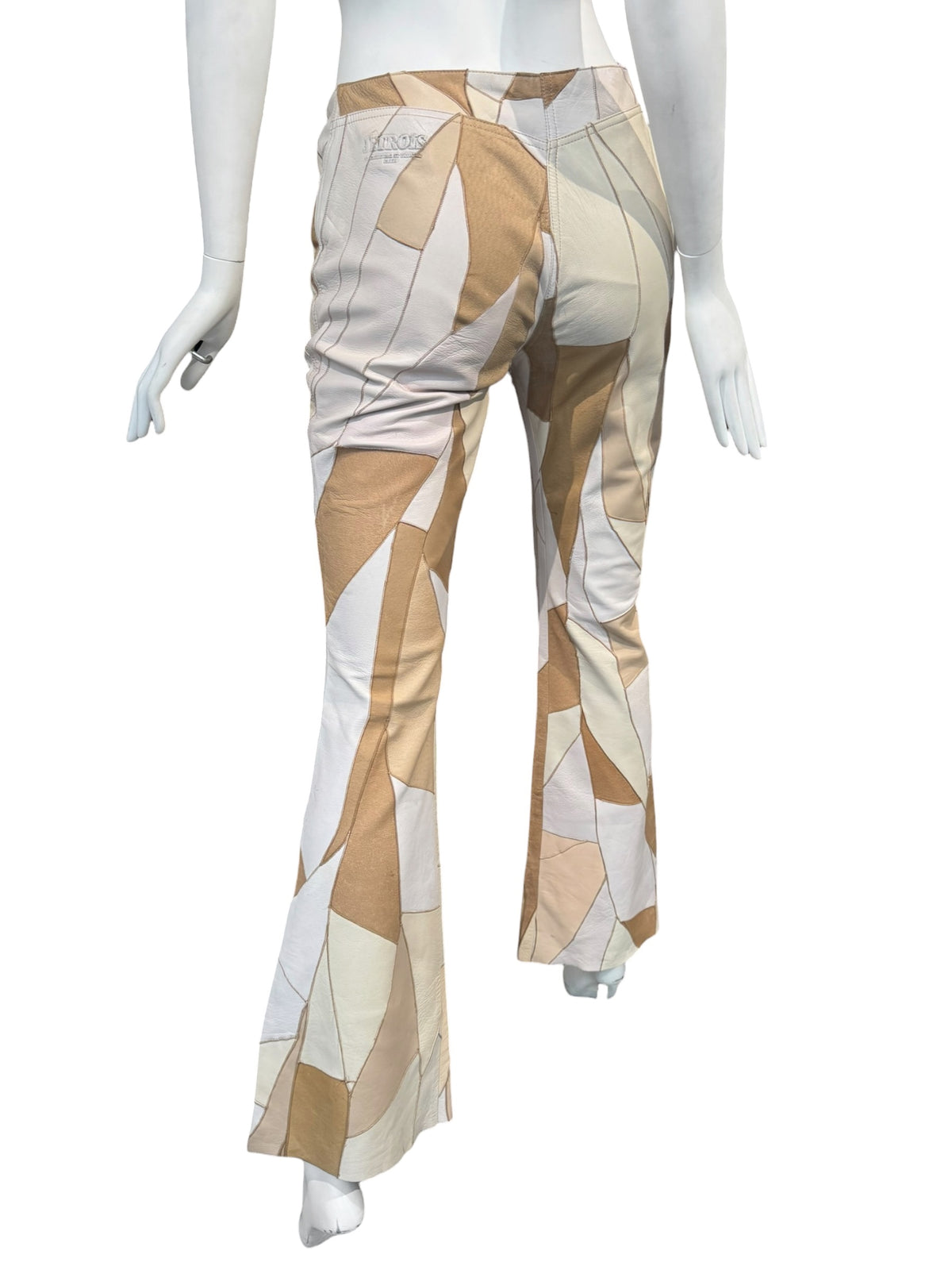 JITROIS 2000s BEIGE LEATHER PATCHWORK PANTS