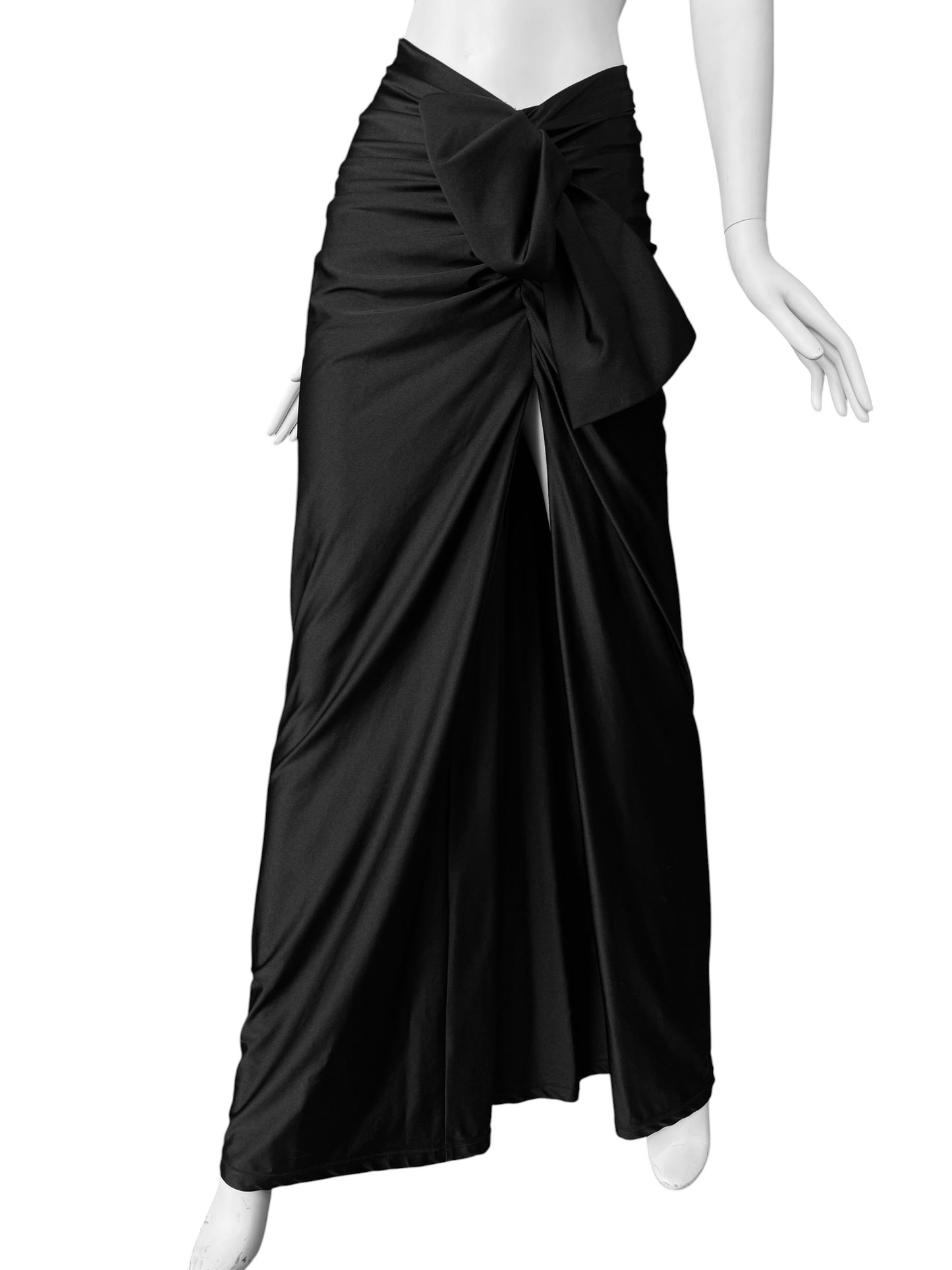SAINT LAURENT SS2022 BY ANTHONY VACCARELLO BLACK ASYMMETRICAL CUT OUT MAXI DRESS
