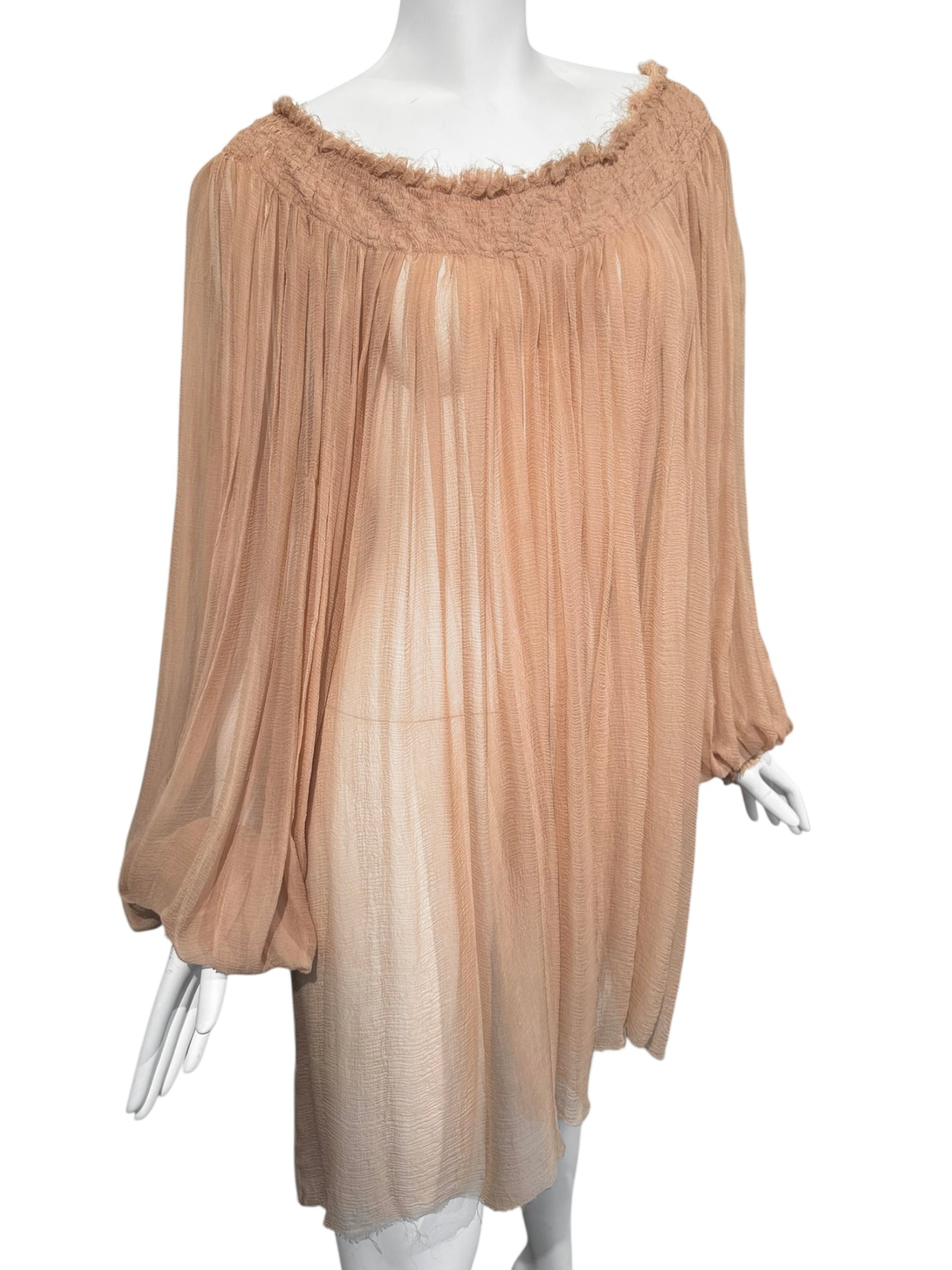 ALEXANDER MCQUEEN SS2003 «IRERE» BLUSH NUDE SILK BLOUSE/DRESS