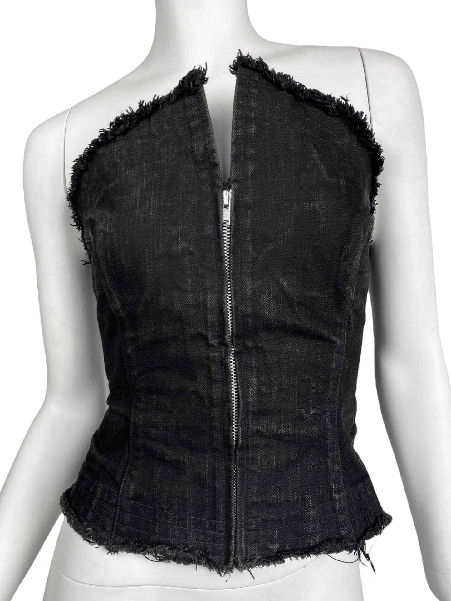 Y’S YOHJI YAMAMOTO 2010s BLACK DENIM BUSTIER CORSET TOP