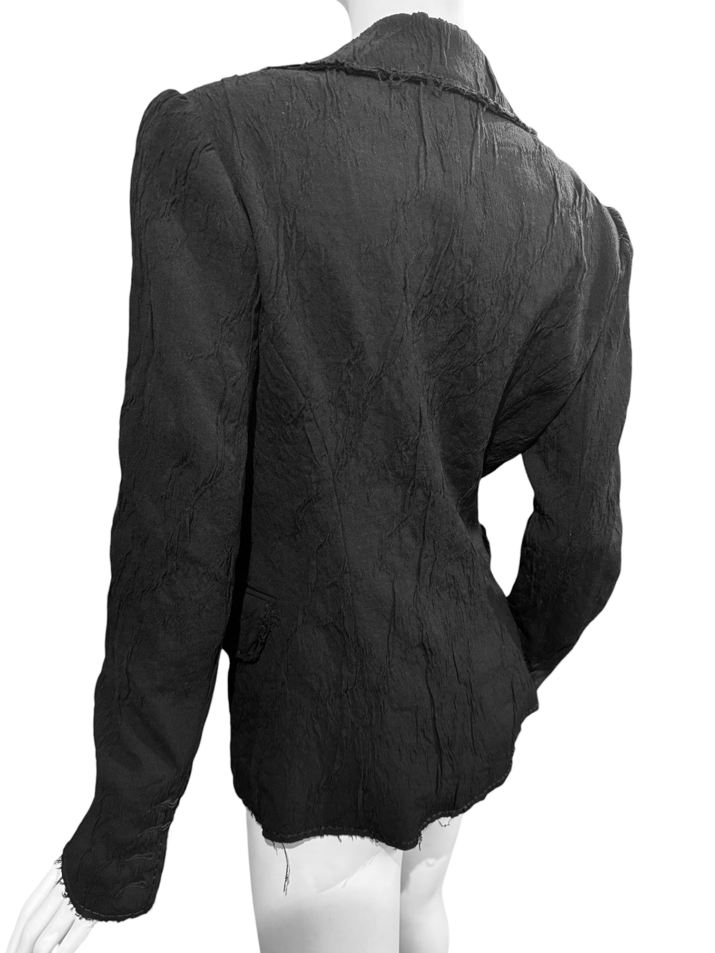 PLEIN SUD FW2005 BLACK WOOL CRINKLED BLAZER