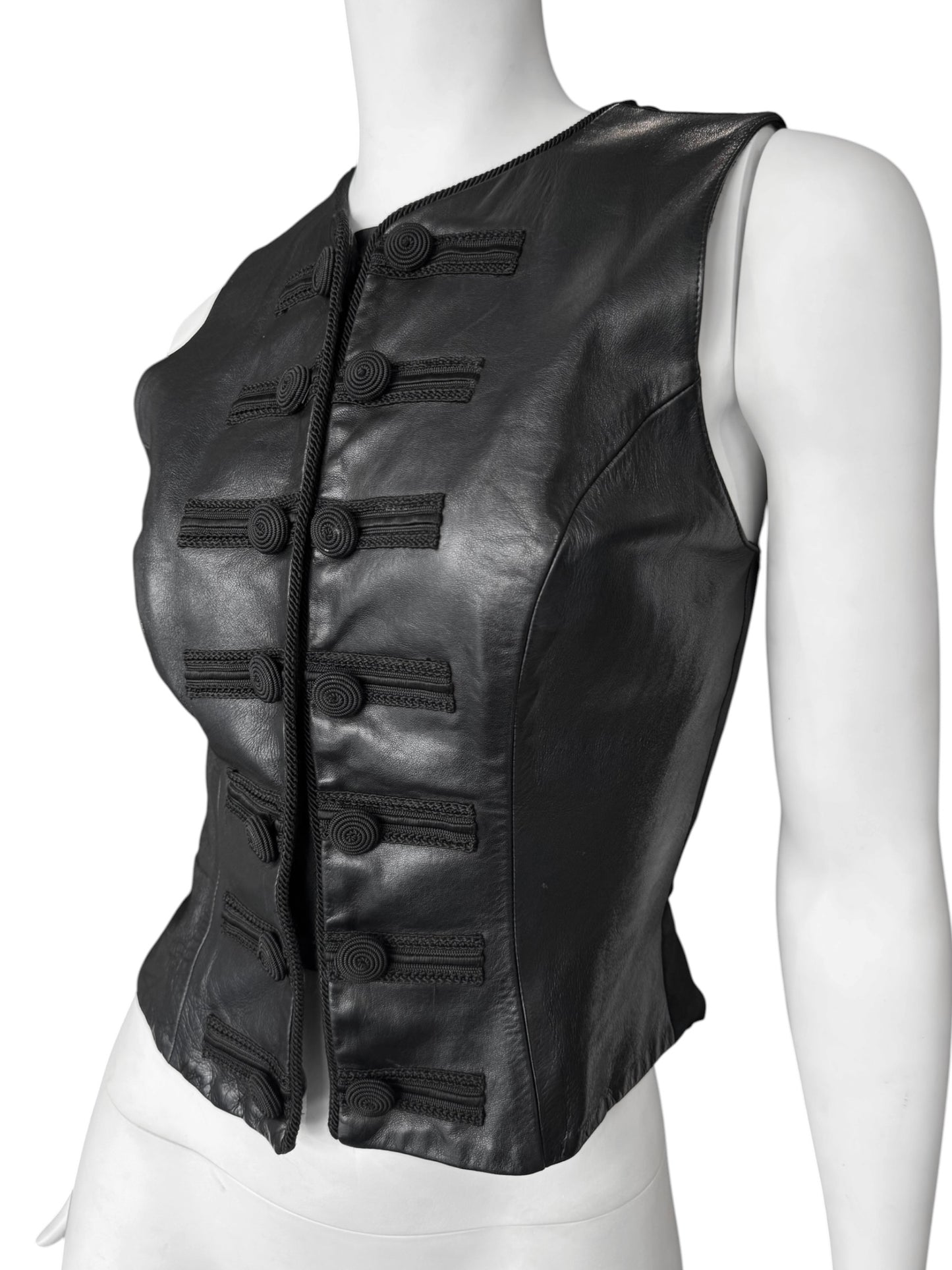 PLEIN SUD FW1993 BLACK LEATHER OFFICER VEST