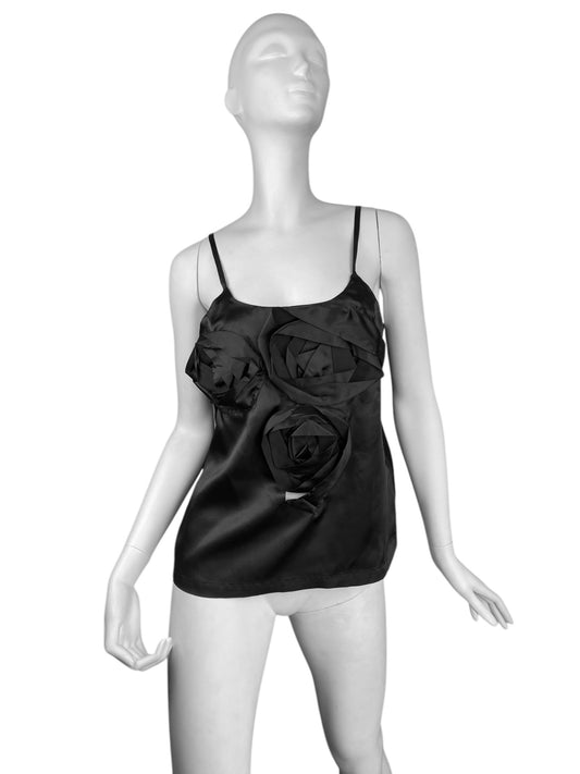 COMME DES GARÇONS FW2023 BLACK PLEATED FLOWER CAMI TOP