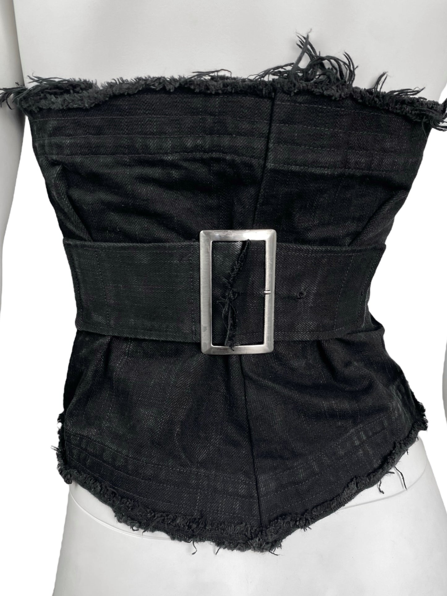 Y’S YOHJI YAMAMOTO 2010s BLACK DENIM BUSTIER CORSET TOP